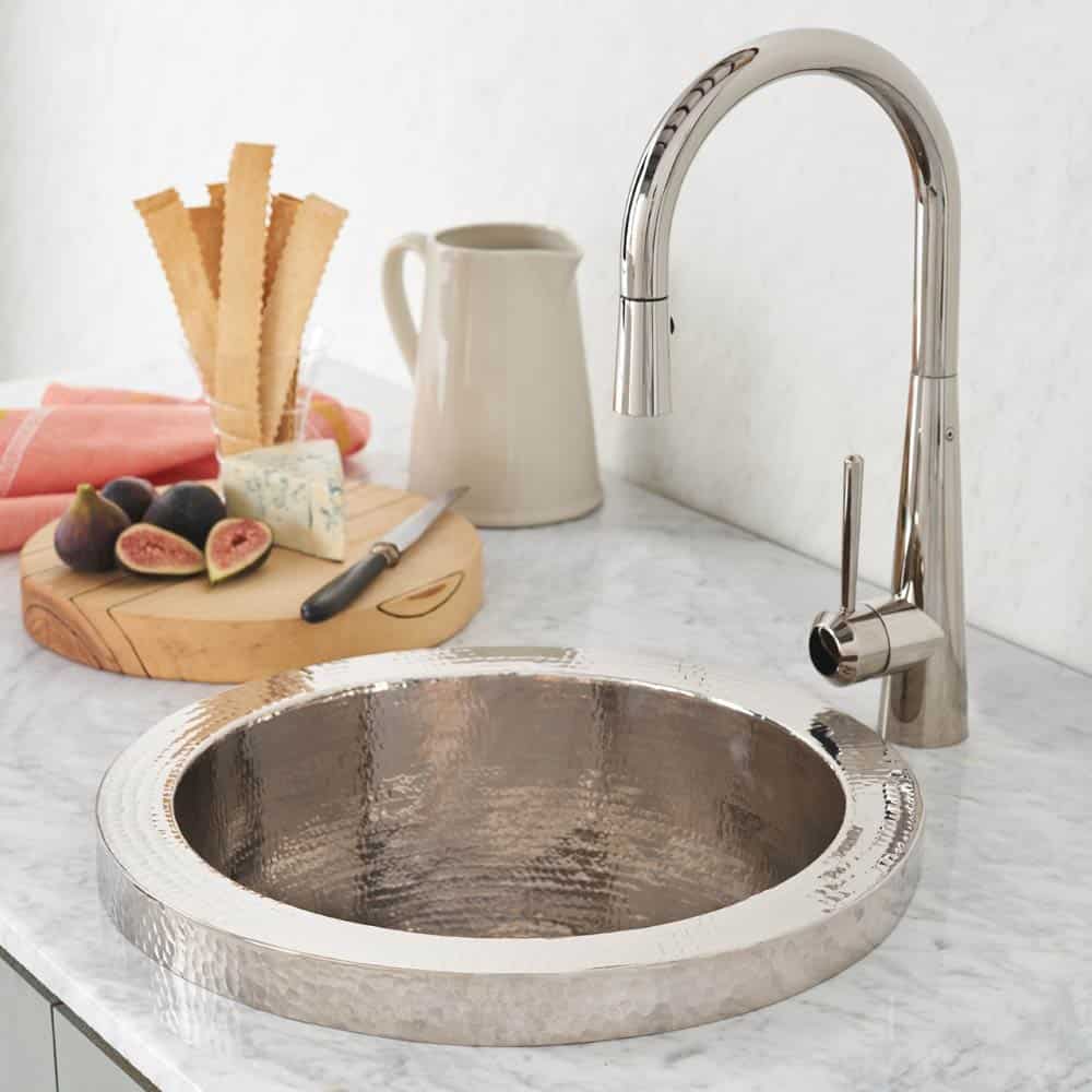polished nickel kitchen sink
