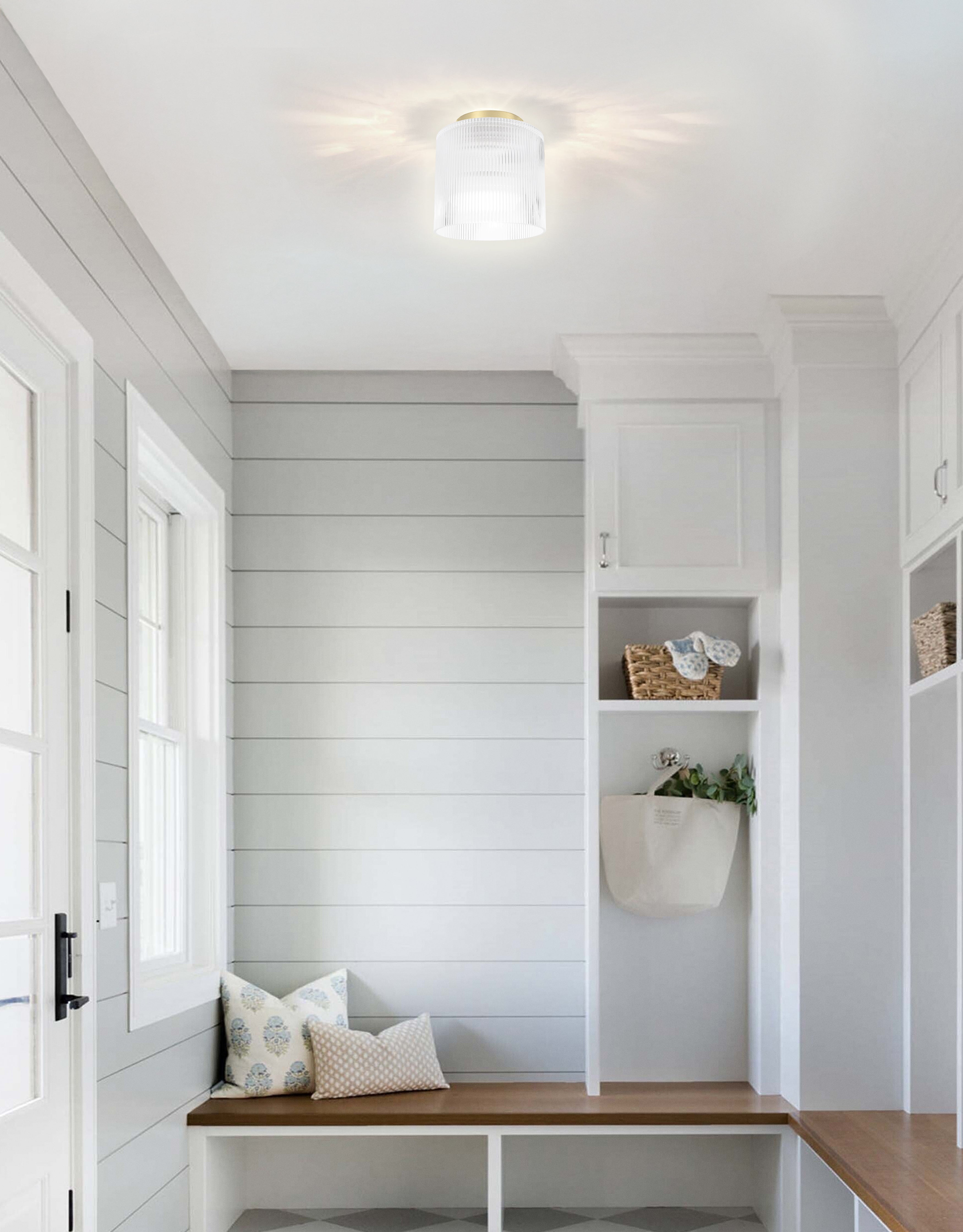 aged brass flush mount