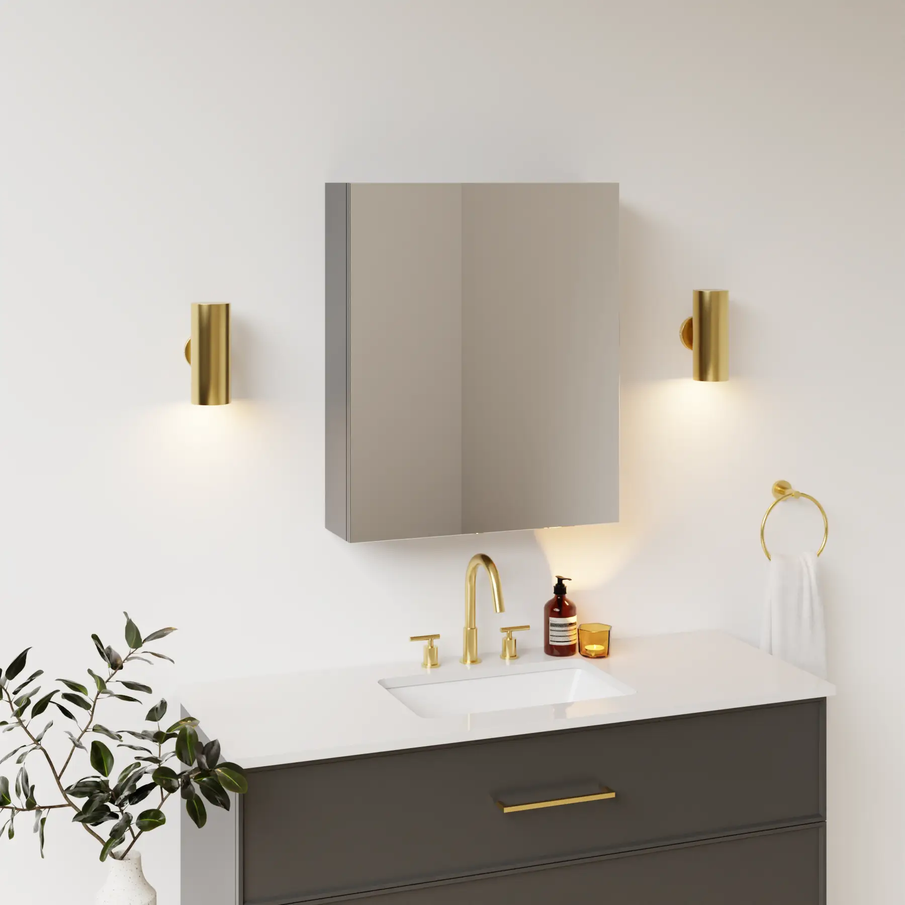dark grey satin paint medicine cabinet