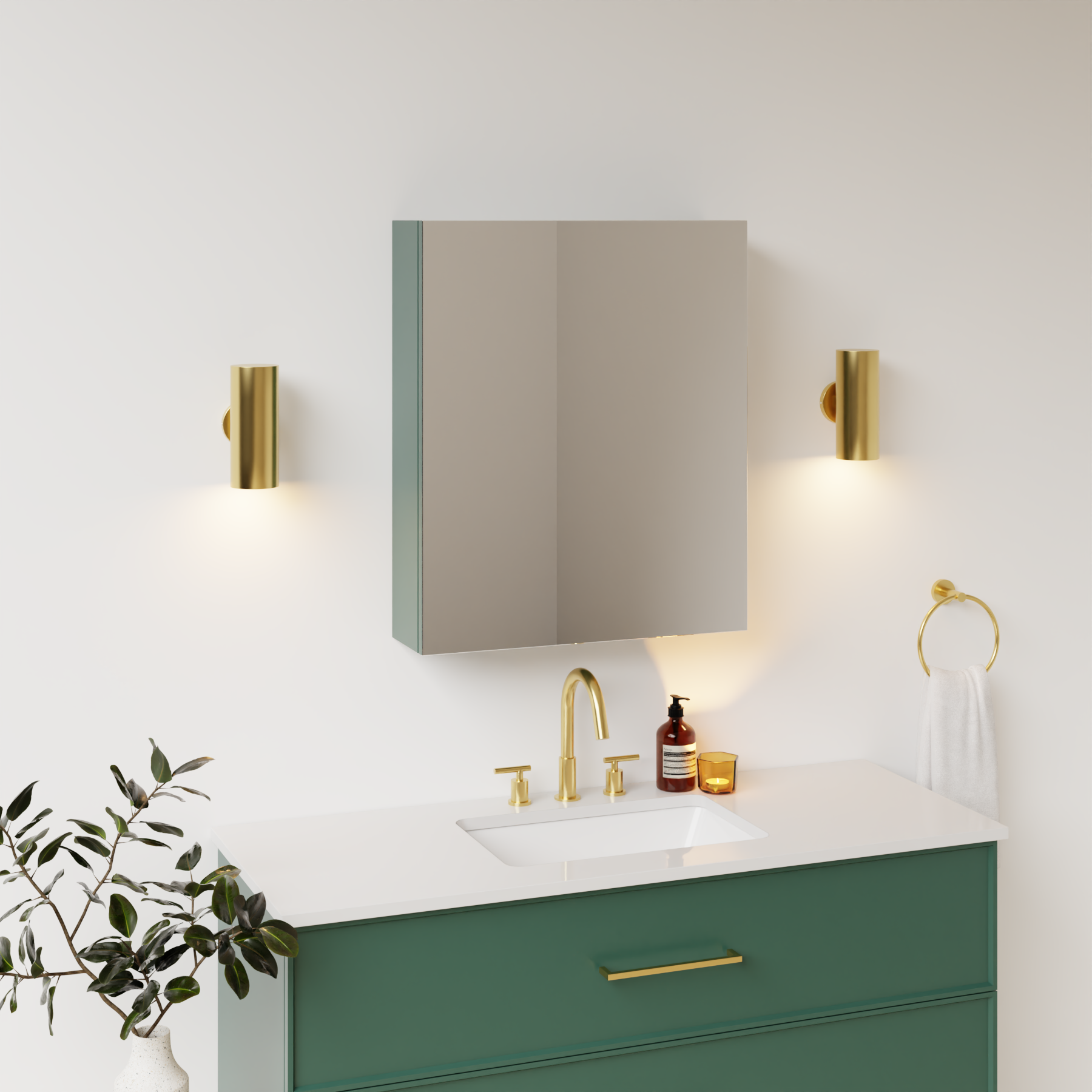 emerald green satin paint medicine cabinet