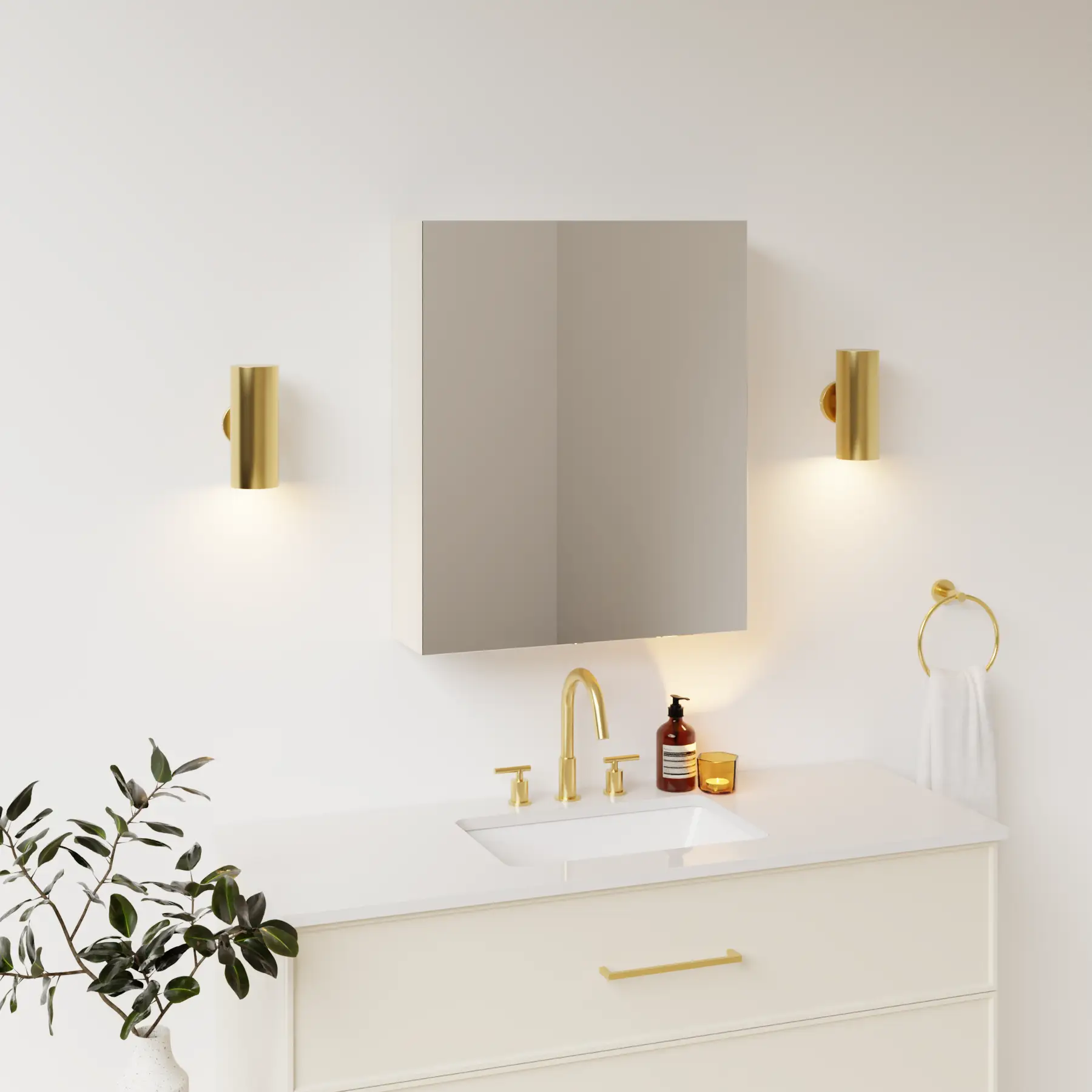 grey beige satin paint medicine cabinet