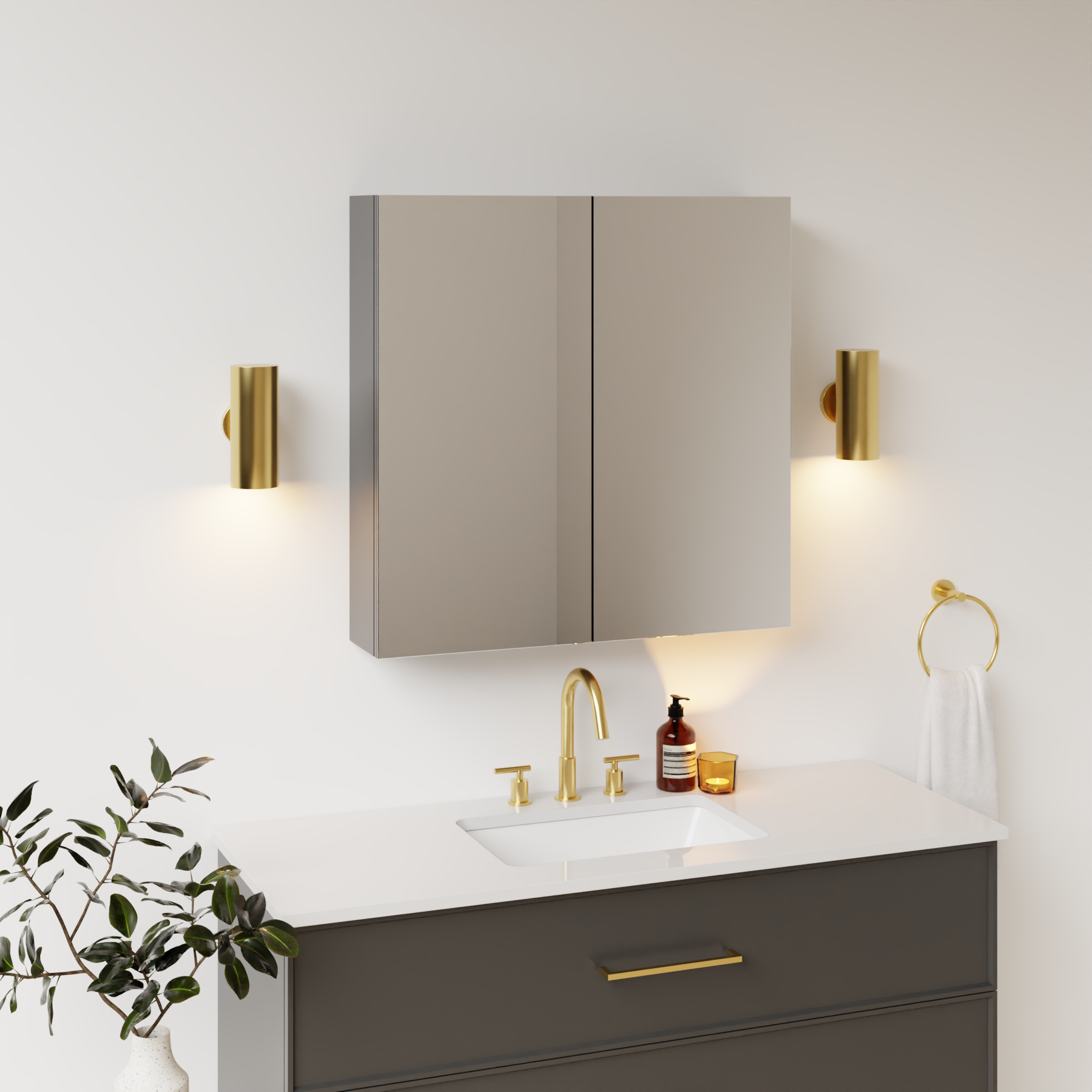 dark grey satin paint medicine cabinet