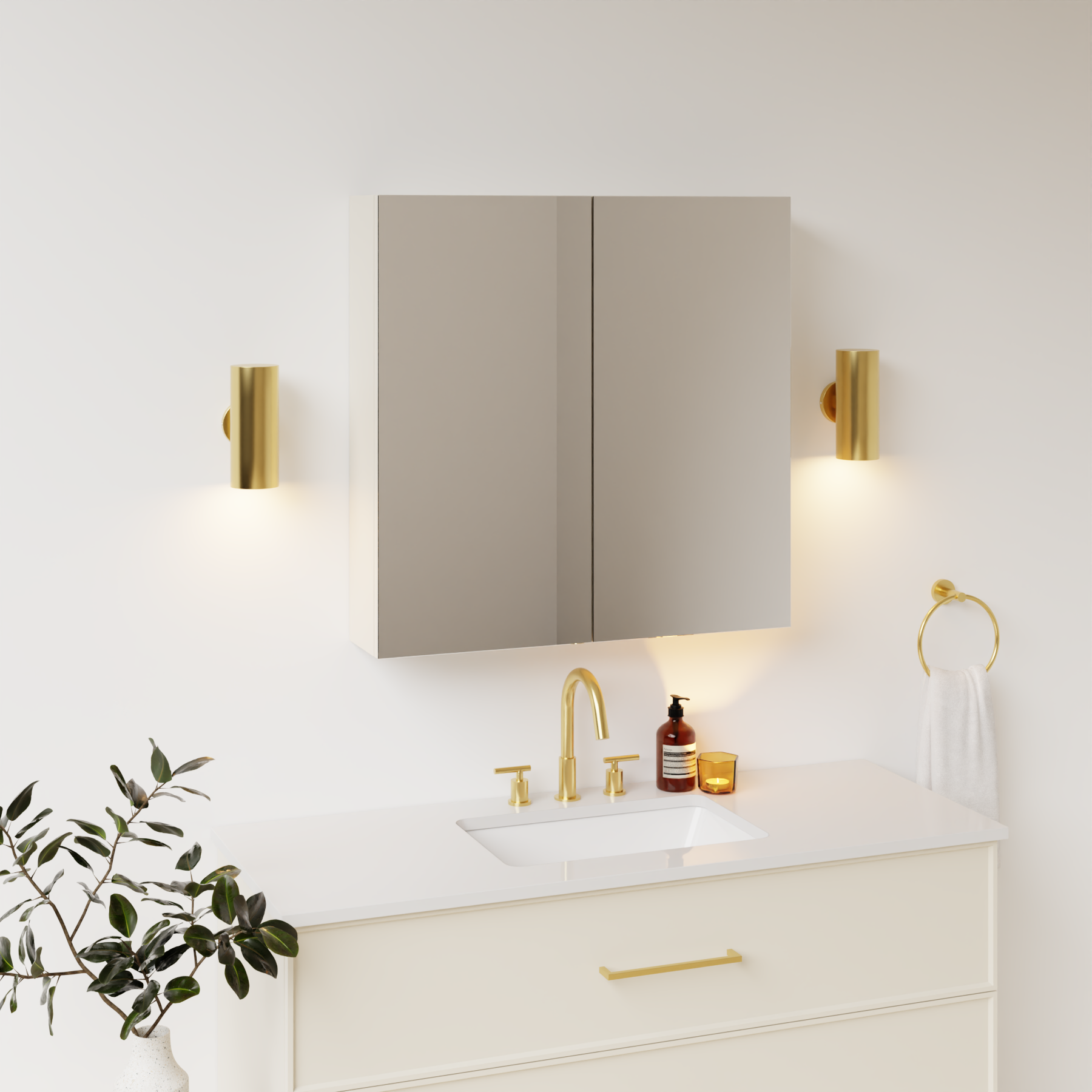 grey beige satin paint medicine cabinet