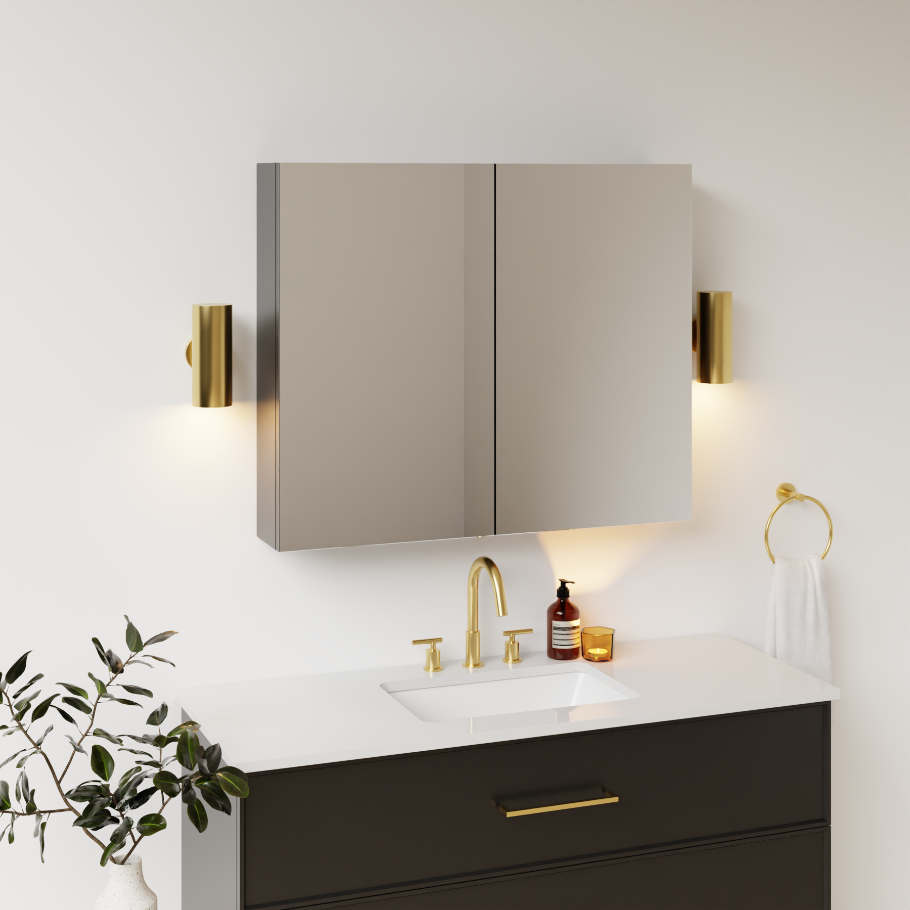 black satin paint medicine cabinet