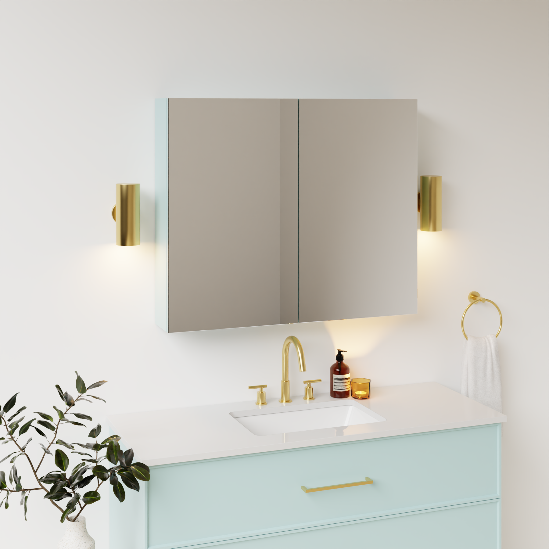 duck egg blue satin paint medicine cabinet
