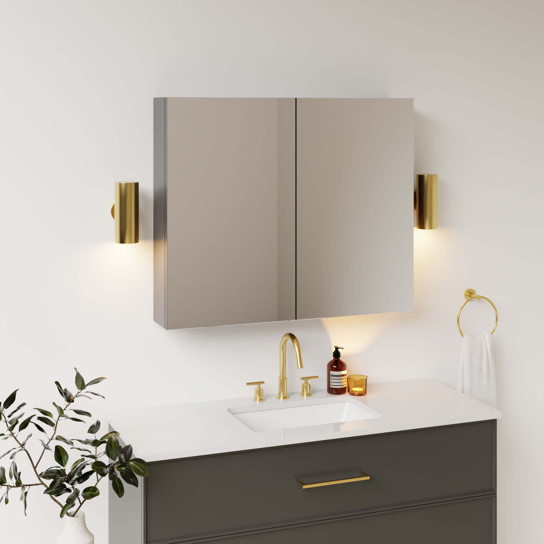 dark grey satin paint medicine cabinet