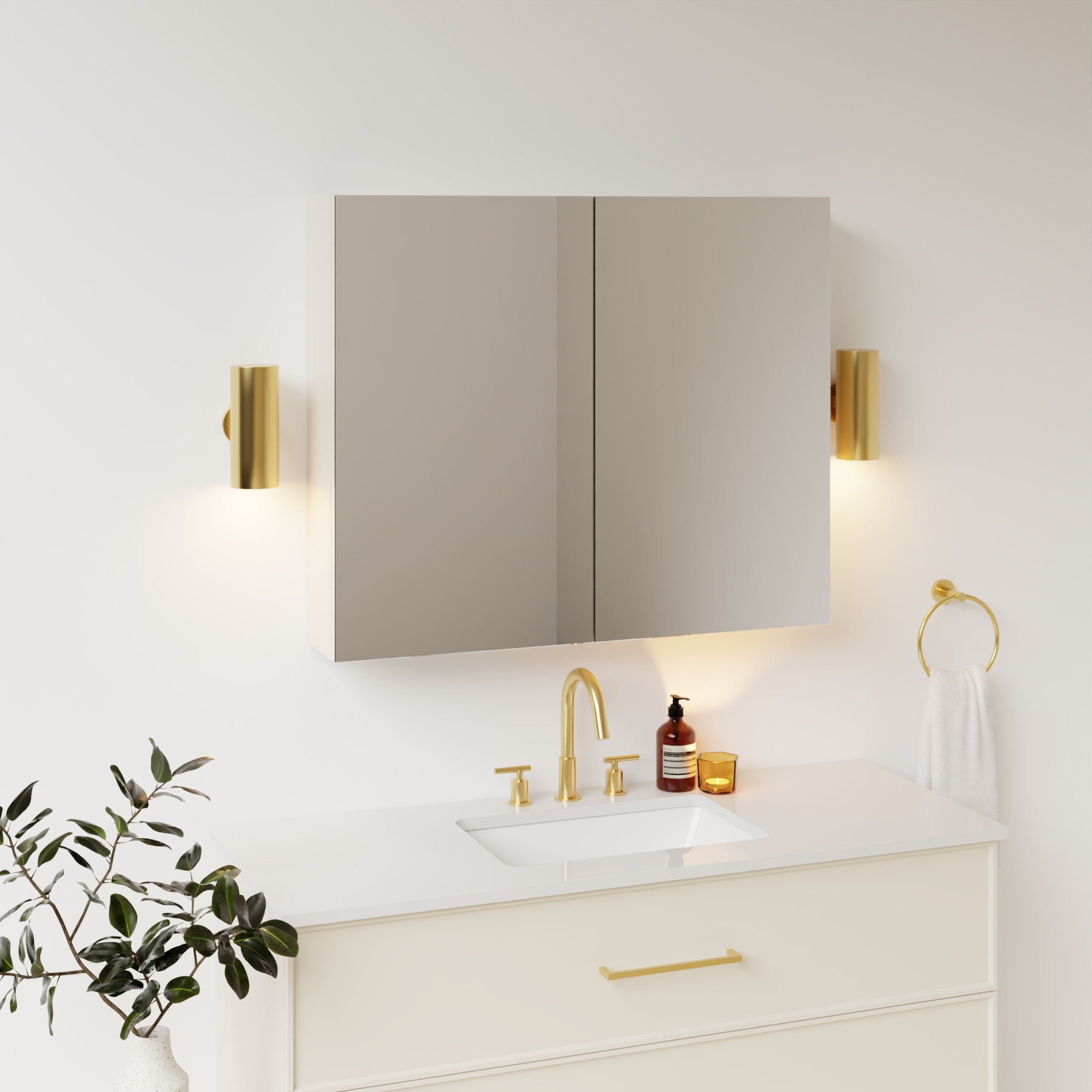 grey beige satin paint medicine cabinet