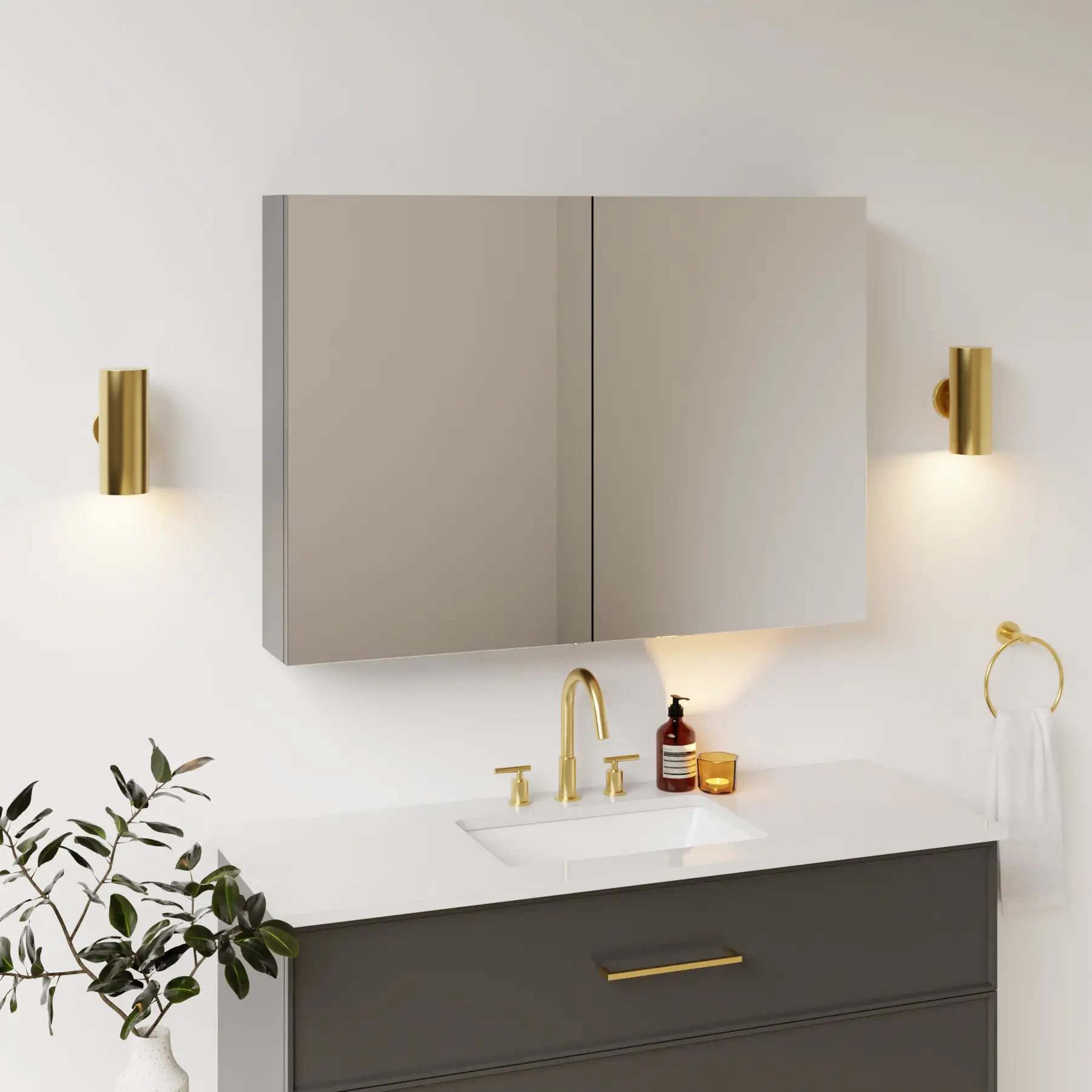 dark grey satin paint medicine cabinet