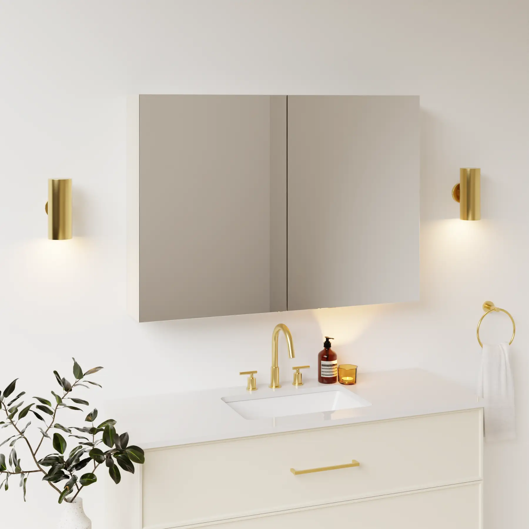 grey beige satin paint medicine cabinet