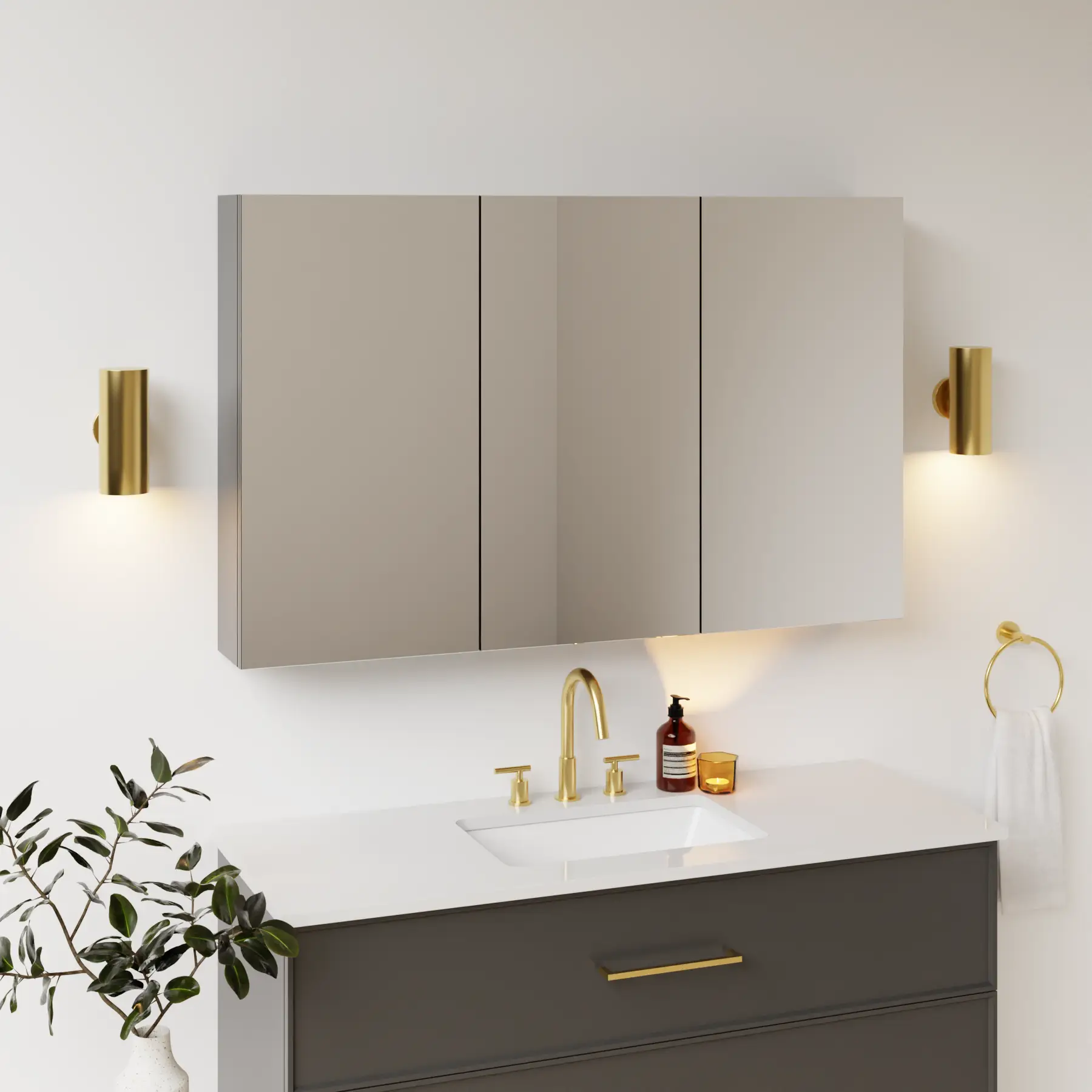 dark grey satin paint medicine cabinet