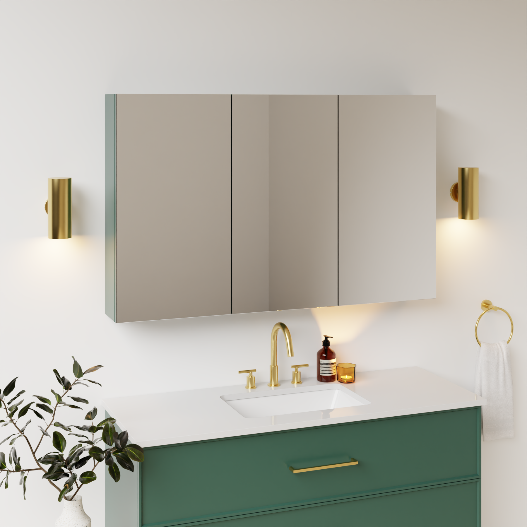 emerald green satin paint medicine cabinet
