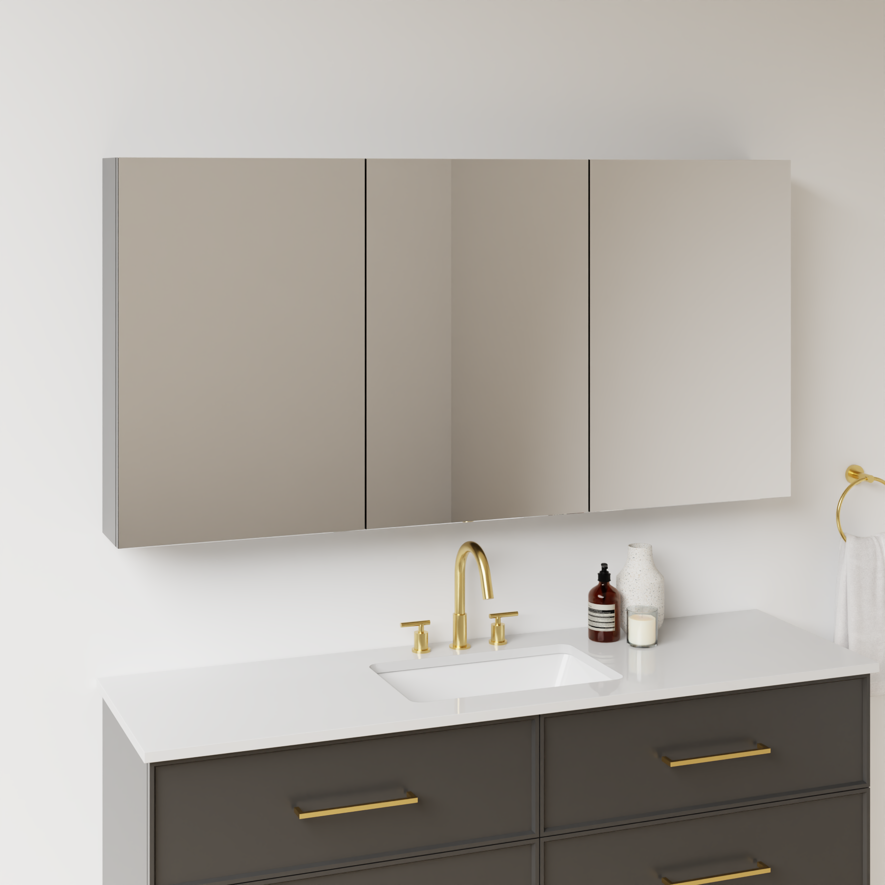 dark grey satin paint medicine cabinet