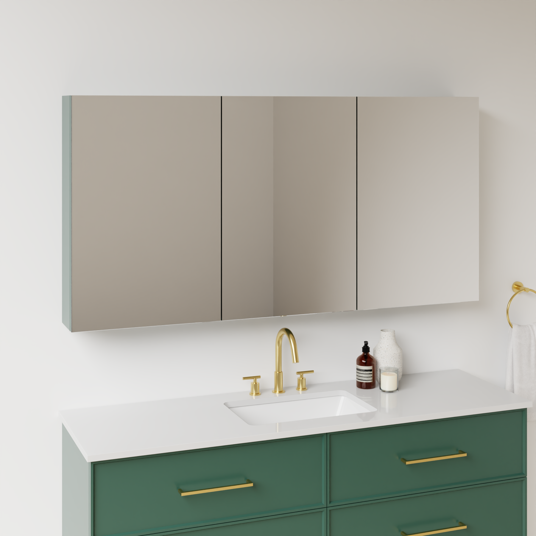 emerald green satin paint medicine cabinet