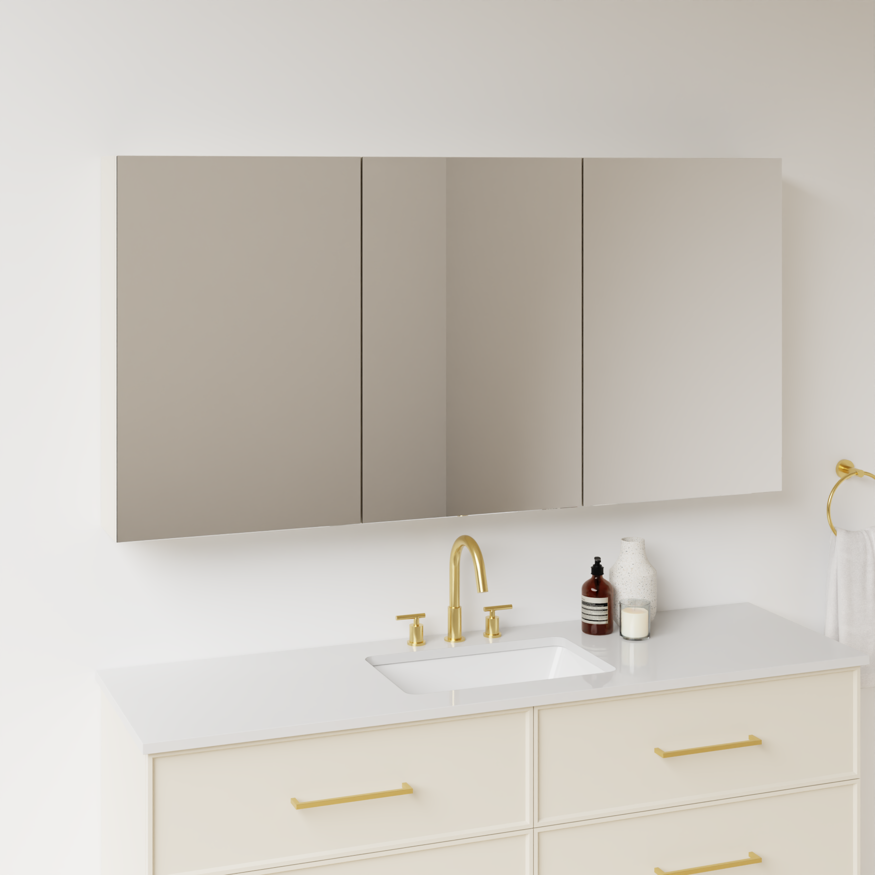 grey beige satin paint medicine cabinet