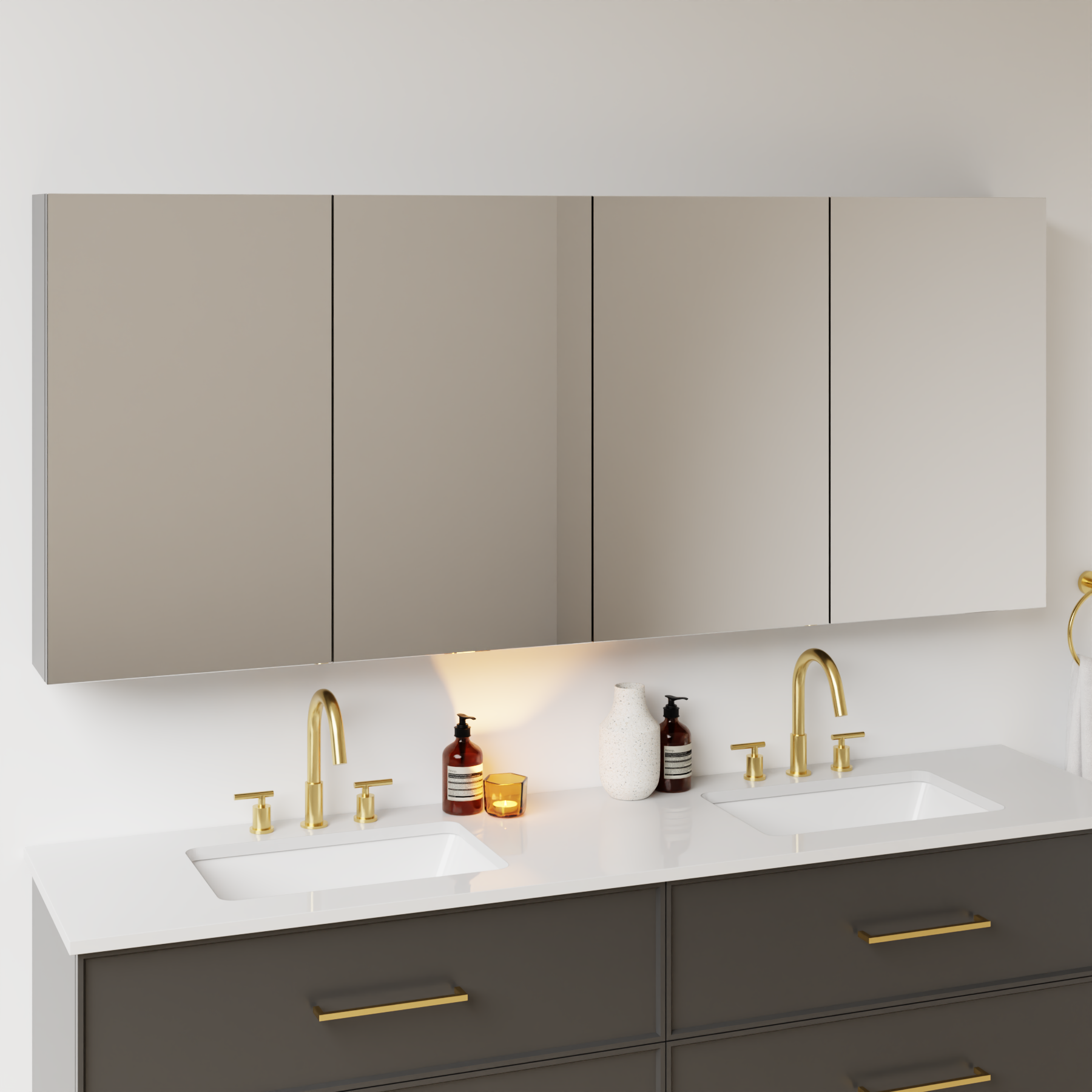 dark grey satin paint medicine cabinet