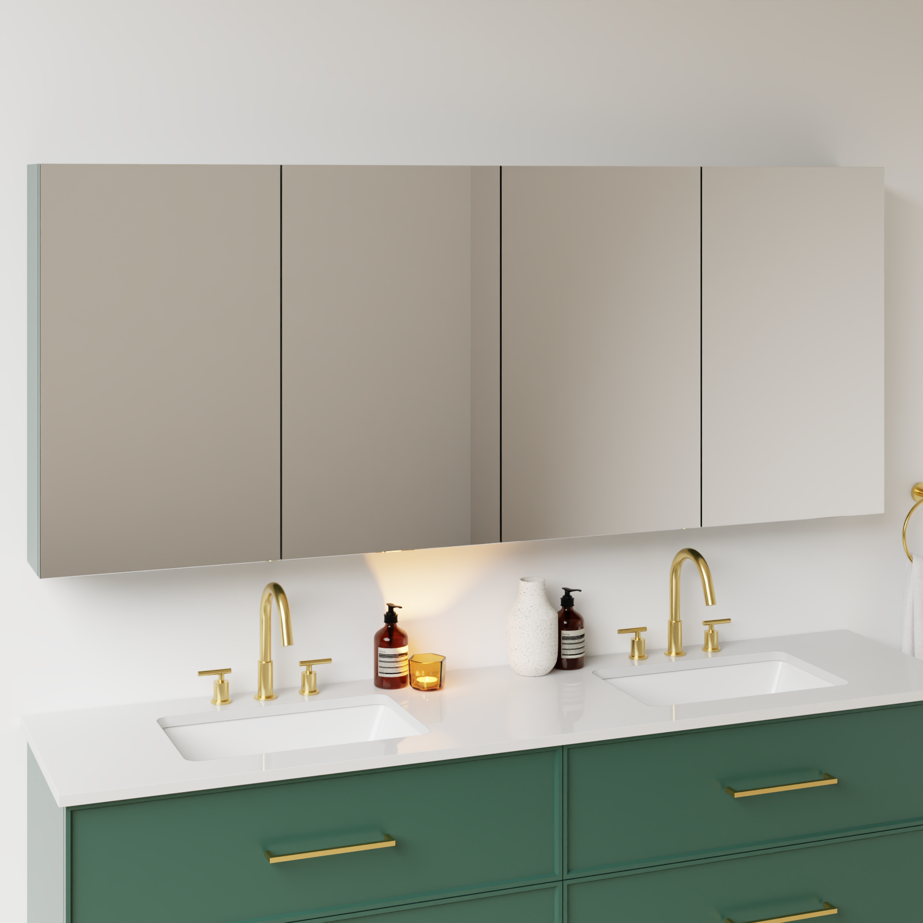 emerald green satin paint medicine cabinet