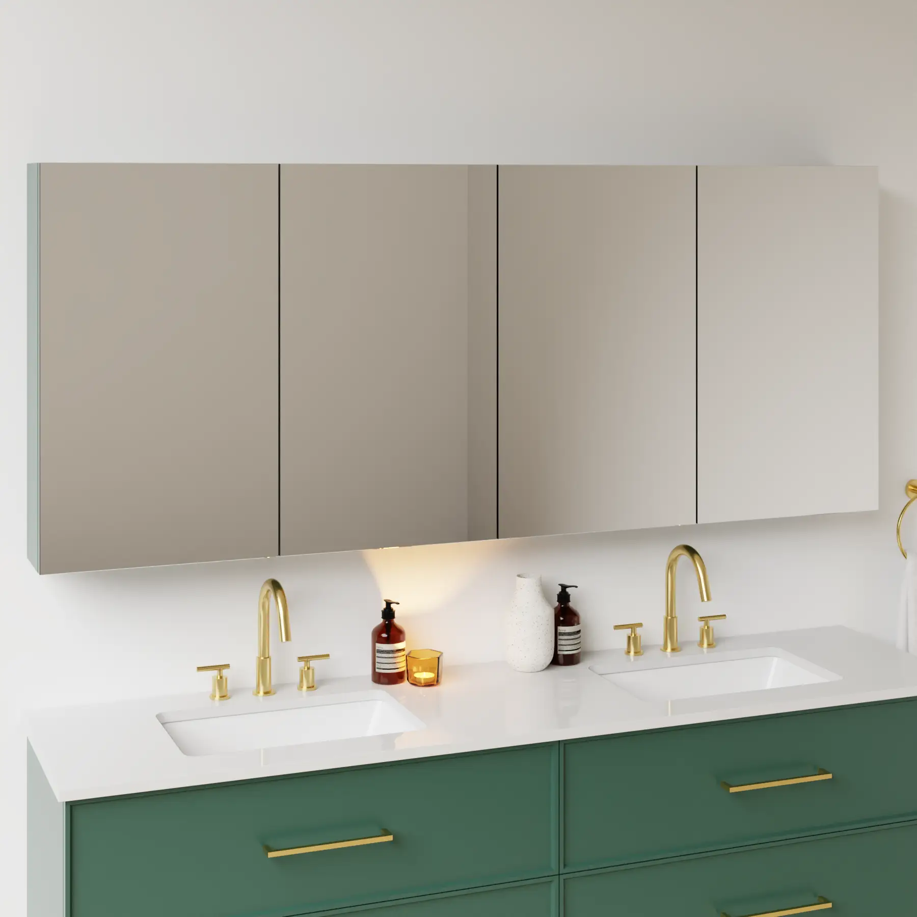 emerald green satin paint medicine cabinet