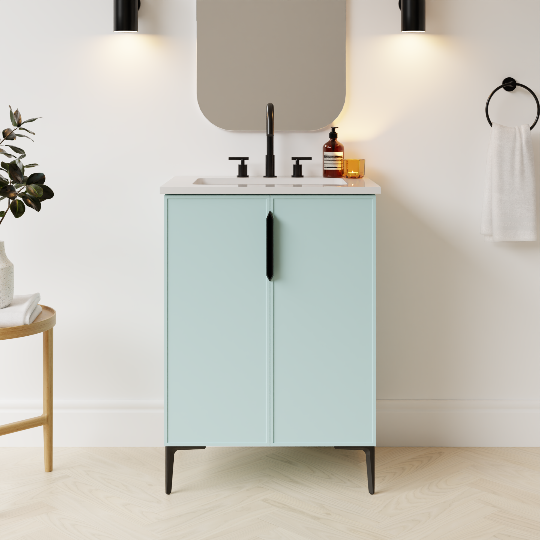 duck egg blue satin paint vanity