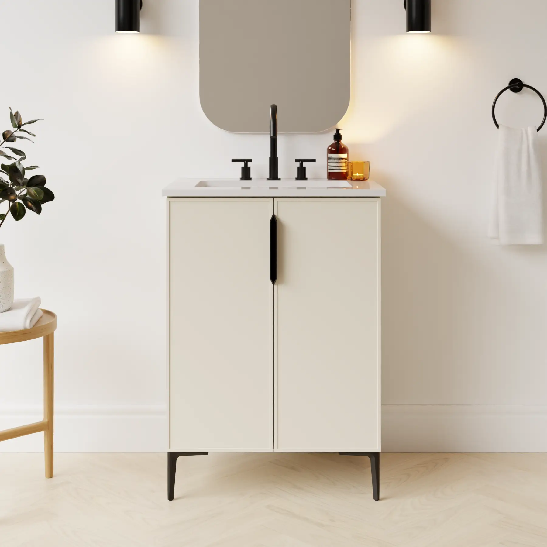 grey beige satin paint vanity