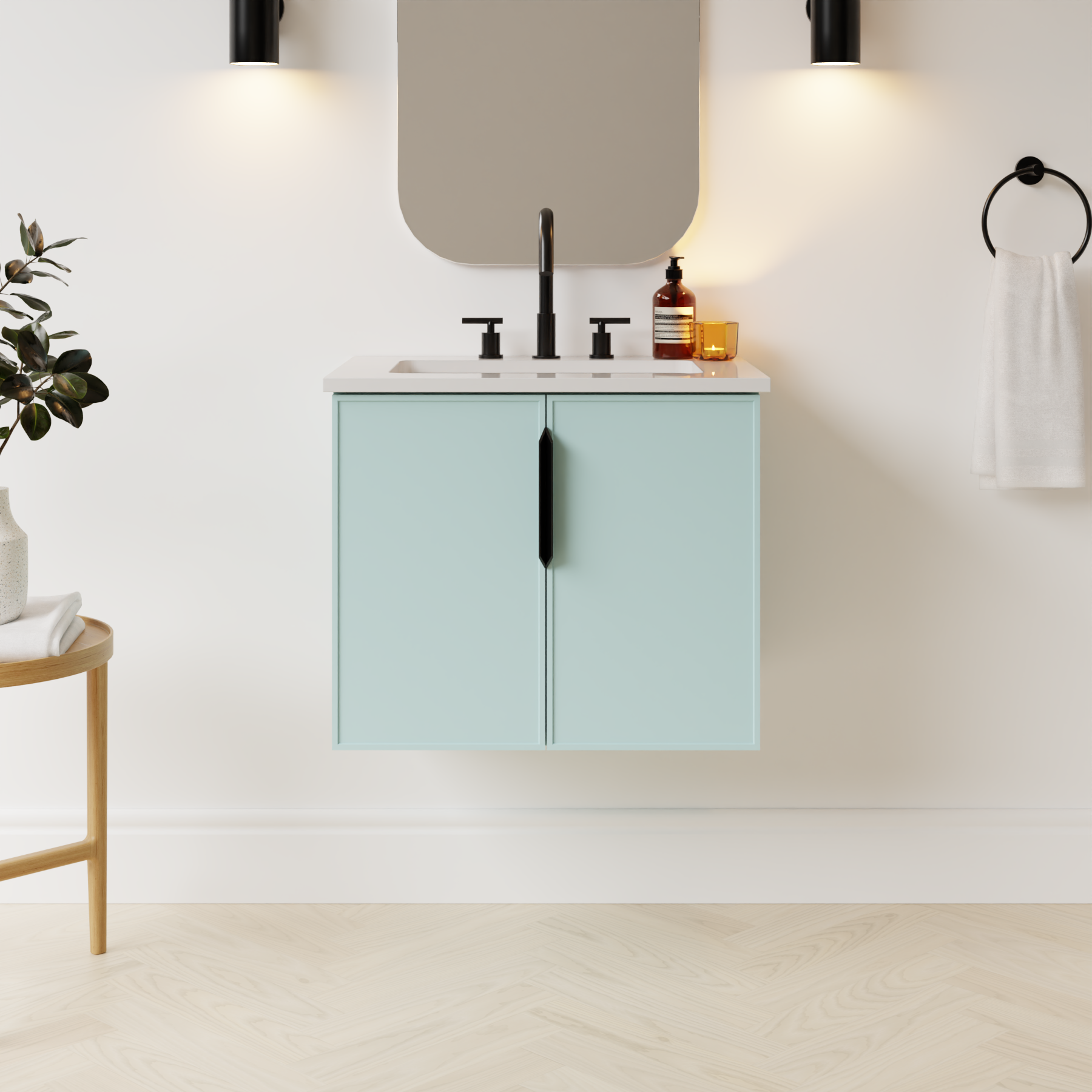 duck egg blue satin paint vanity