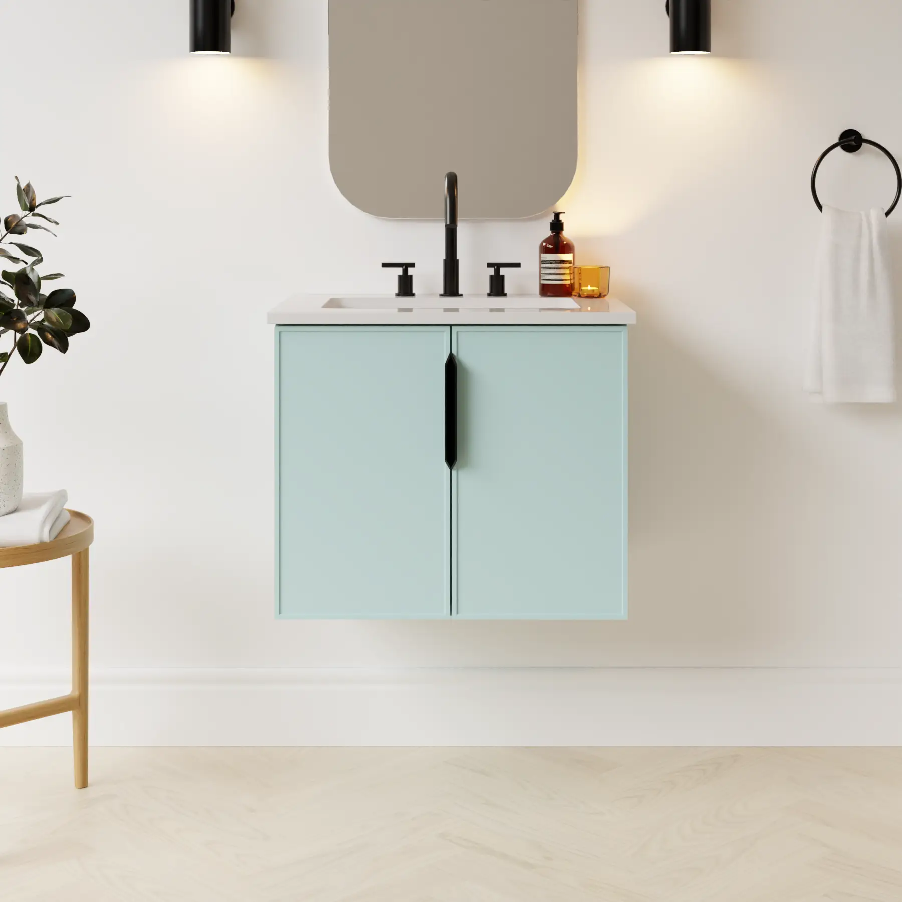 duck egg blue satin paint vanity