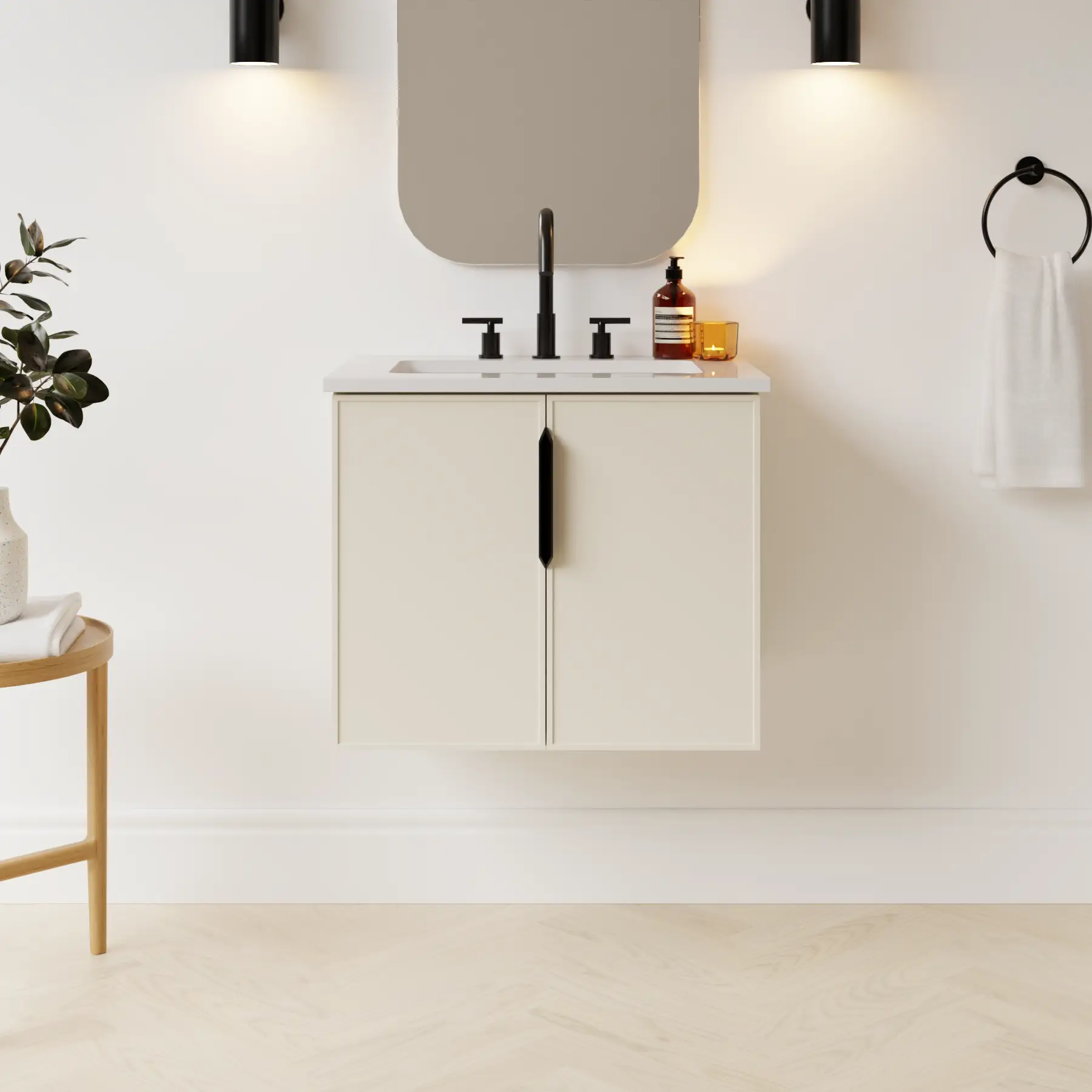 grey beige satin paint vanity
