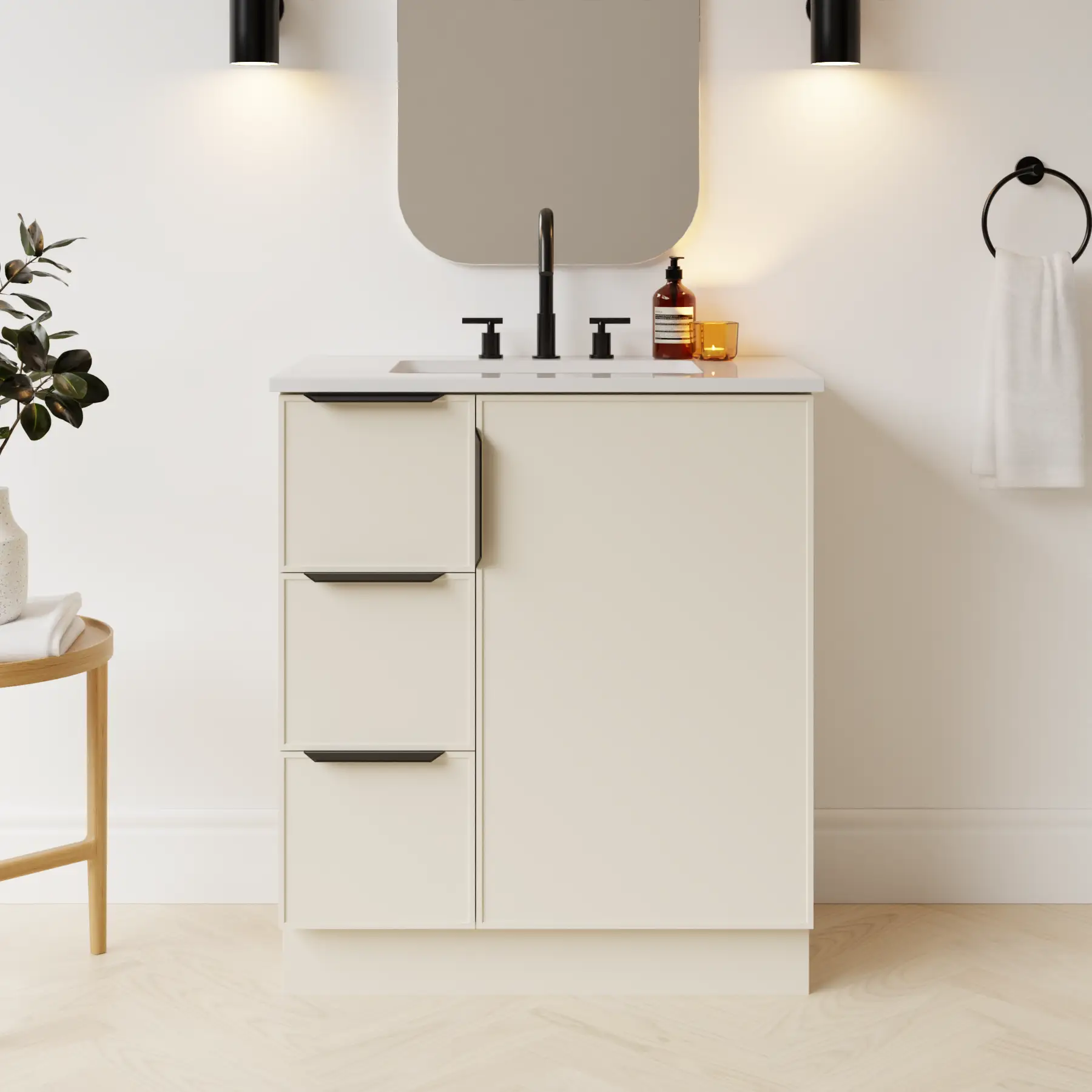 grey beige satin paint vanity