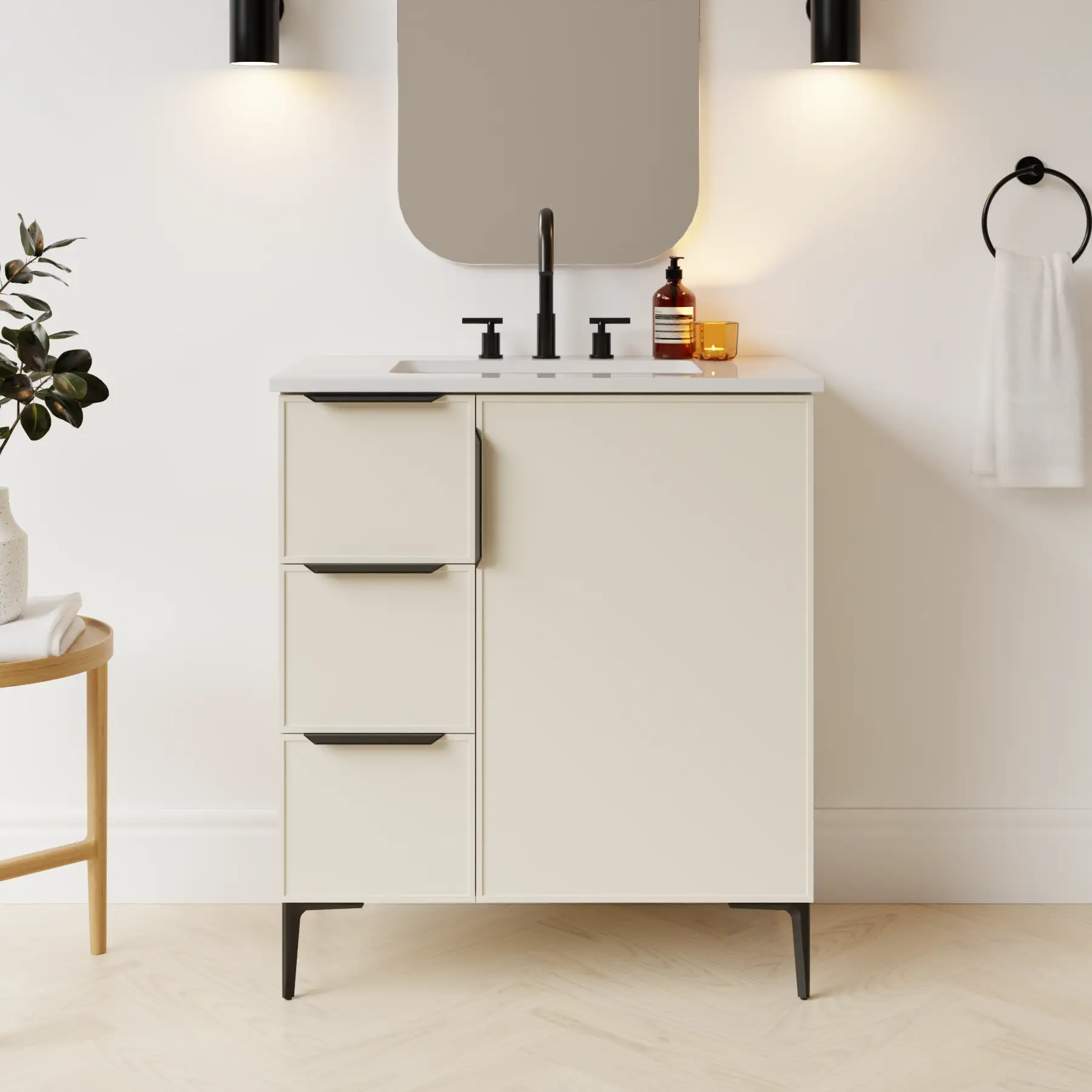 grey beige satin paint vanity