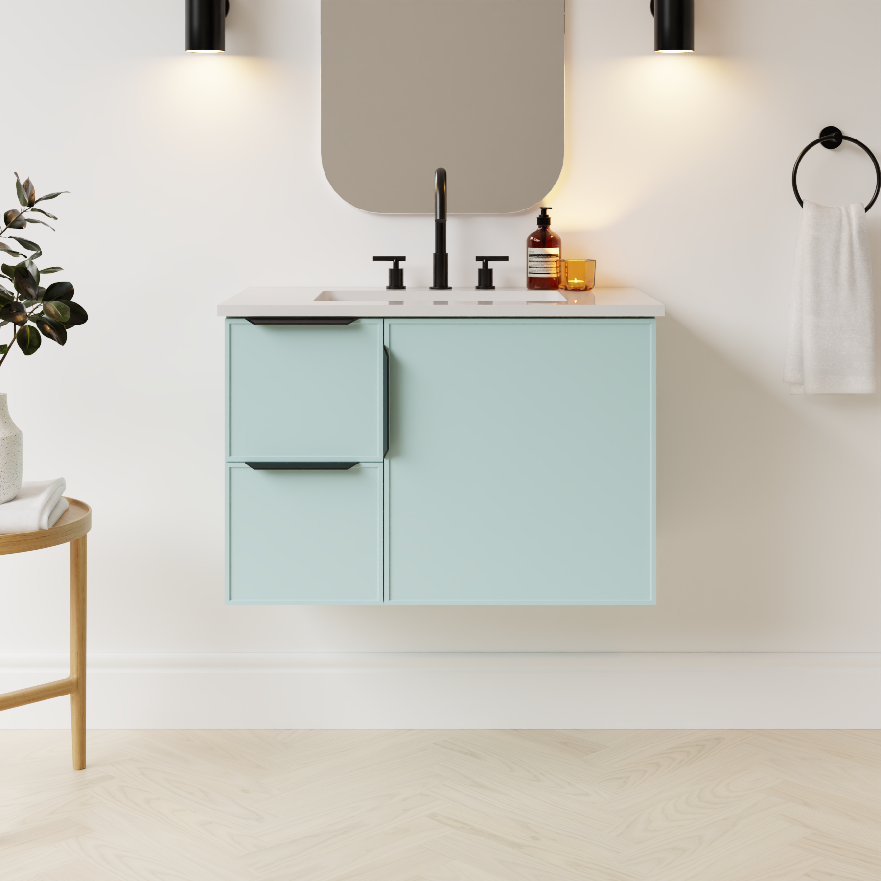 duck egg blue satin paint vanity