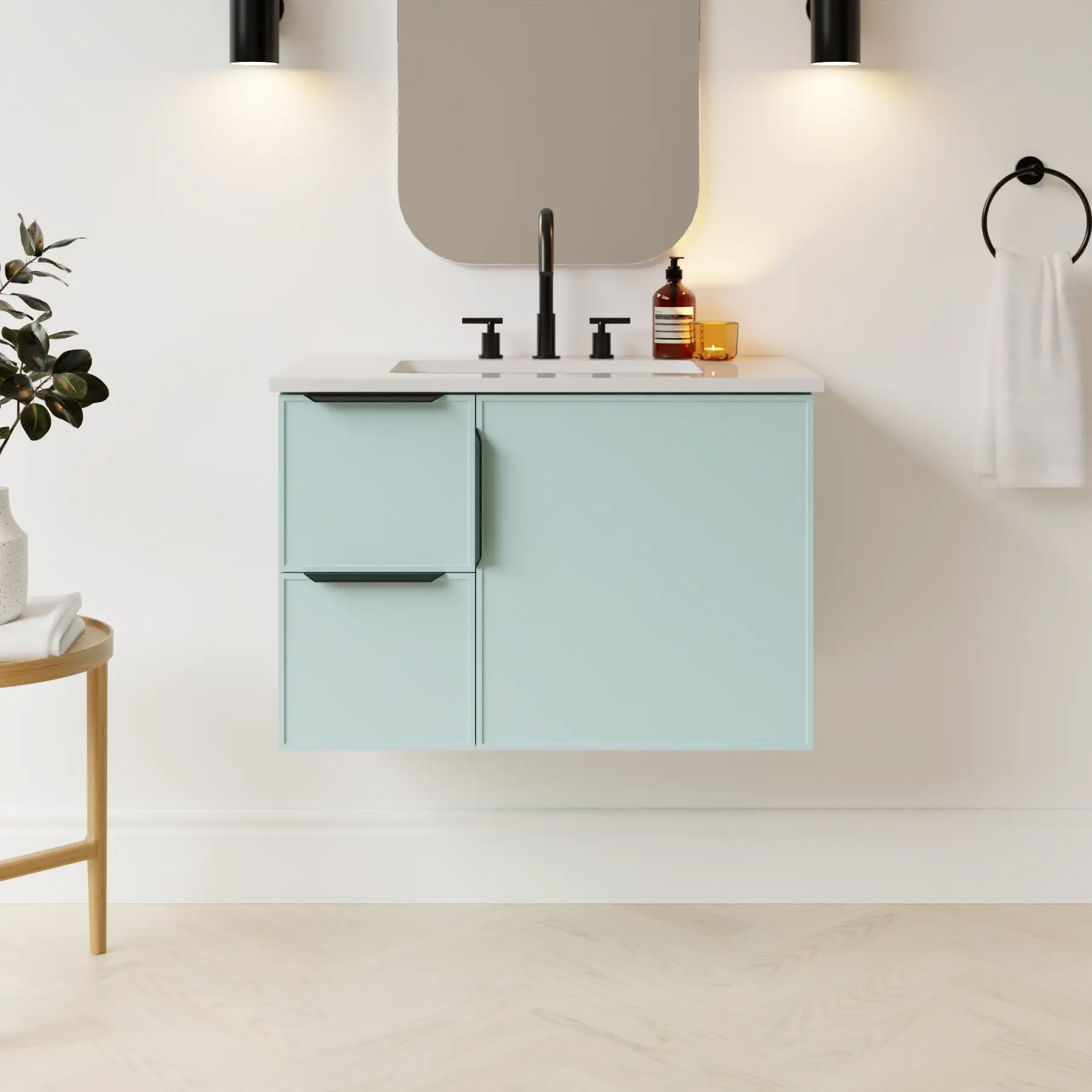 duck egg blue satin paint vanity