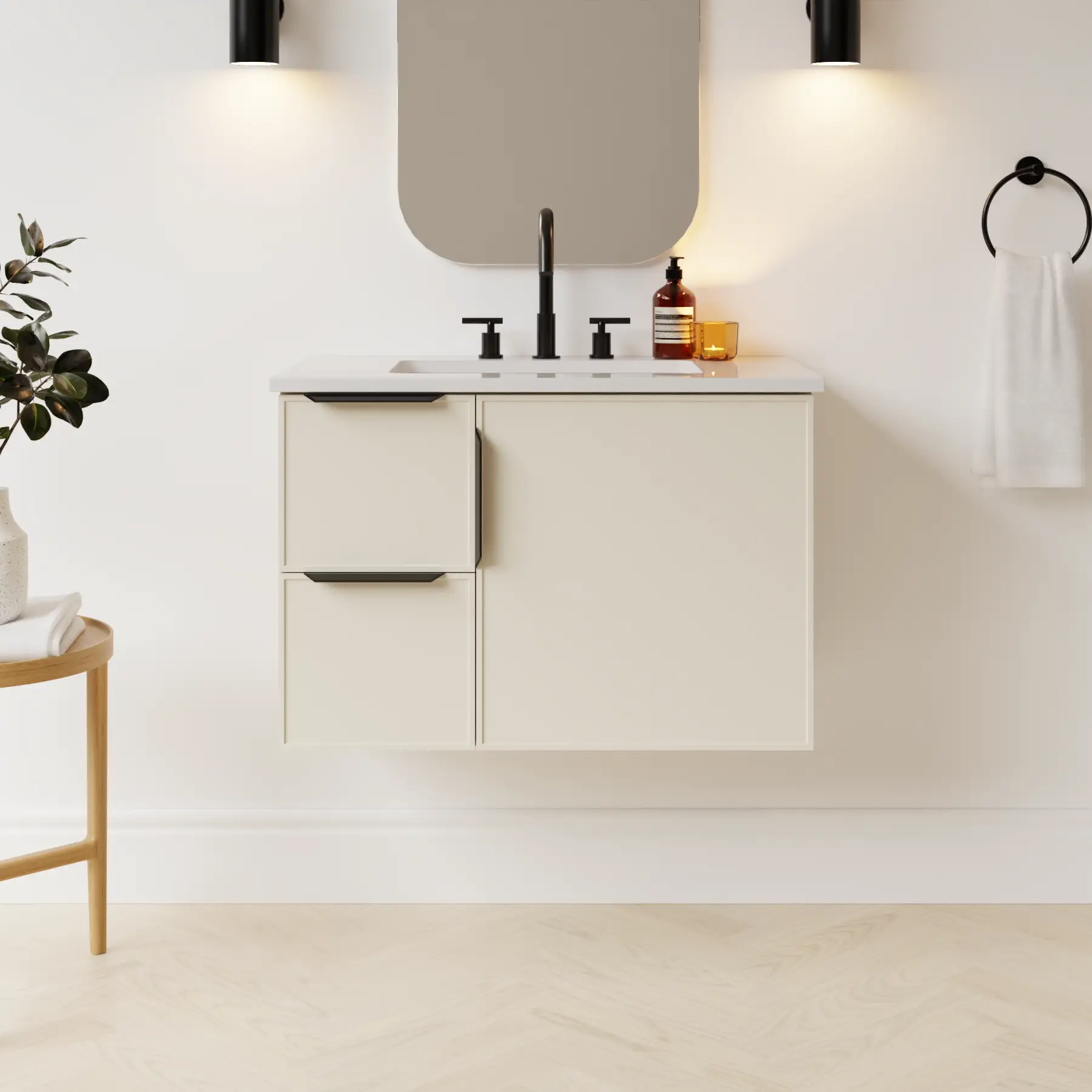 grey beige satin paint vanity