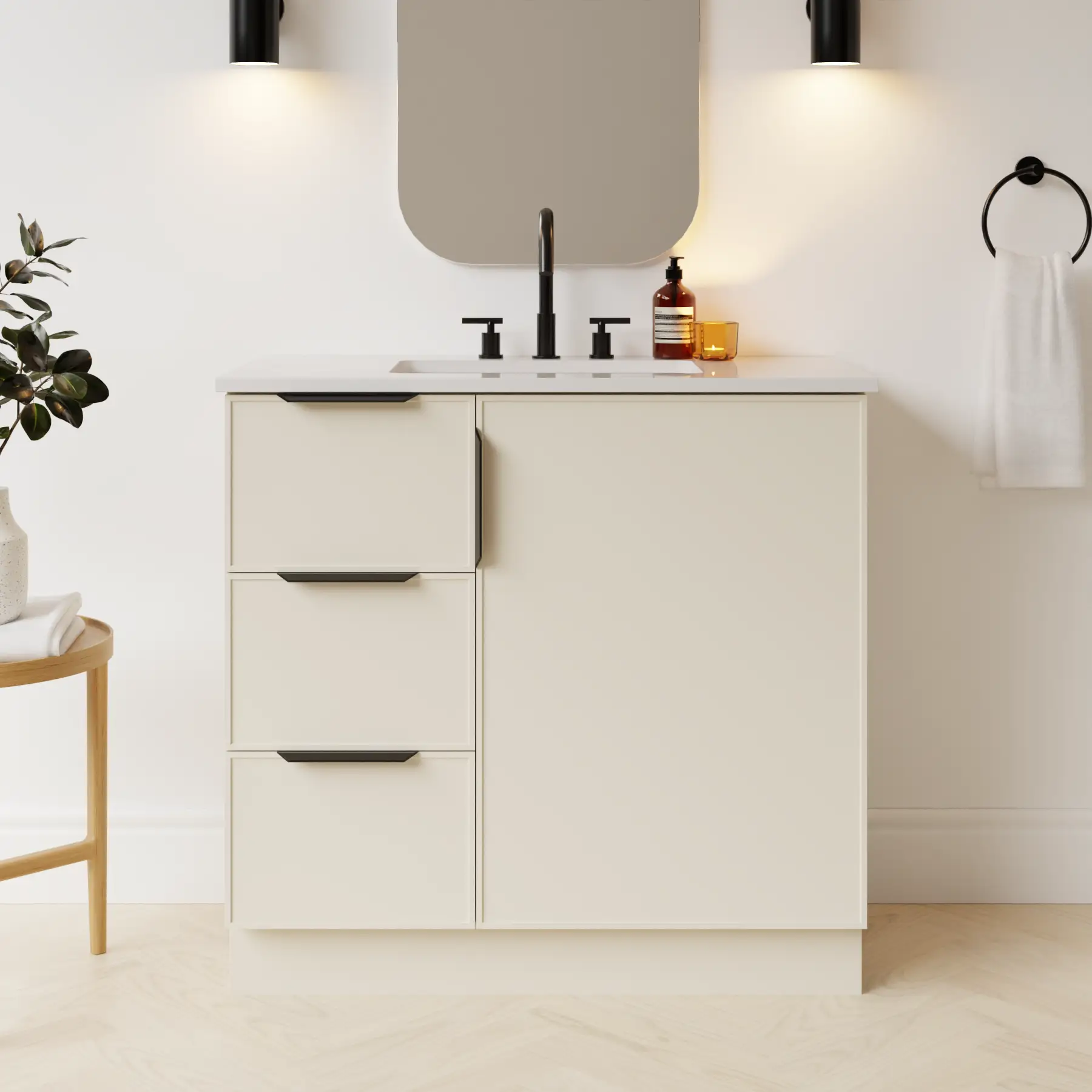 grey beige satin paint vanity