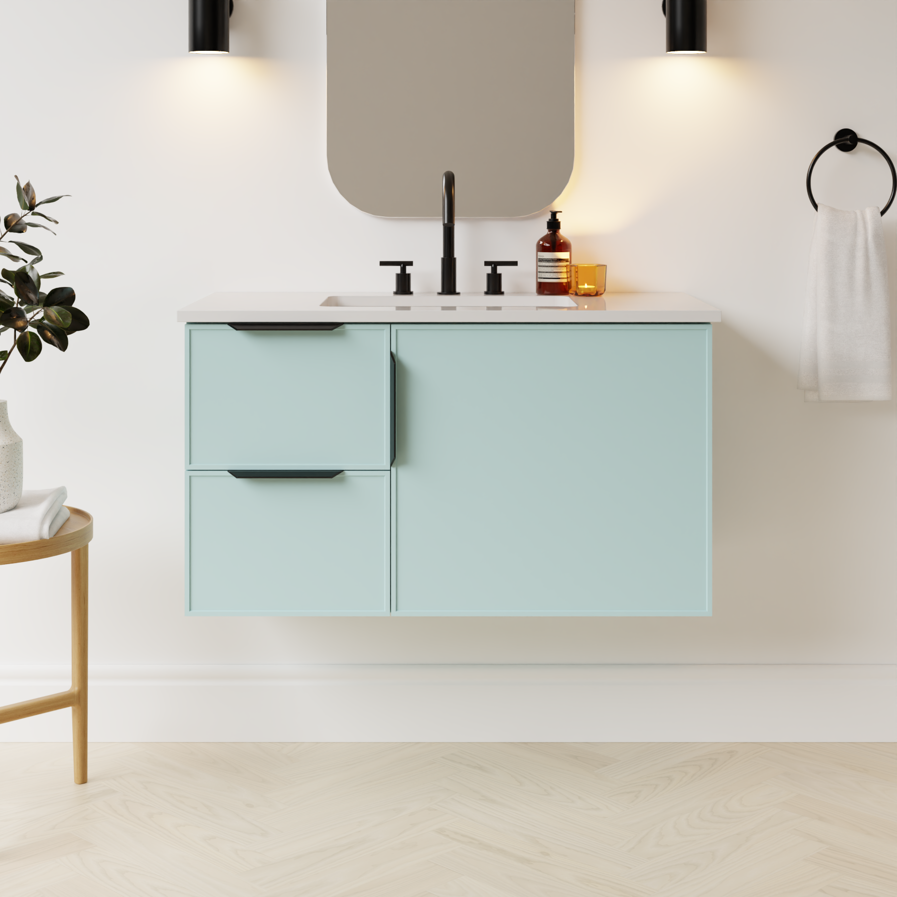 duck egg blue satin paint vanity