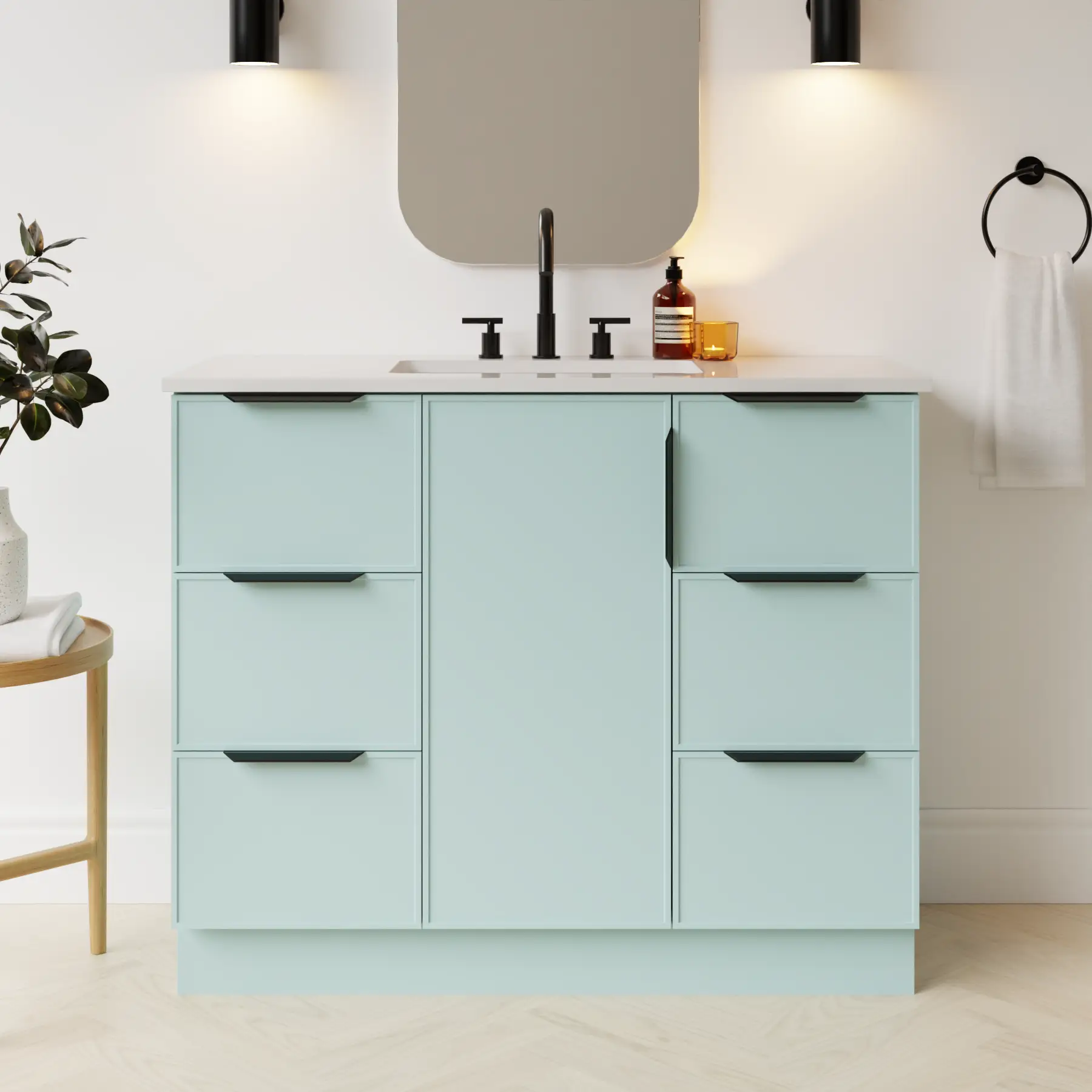 duck egg blue satin paint vanity