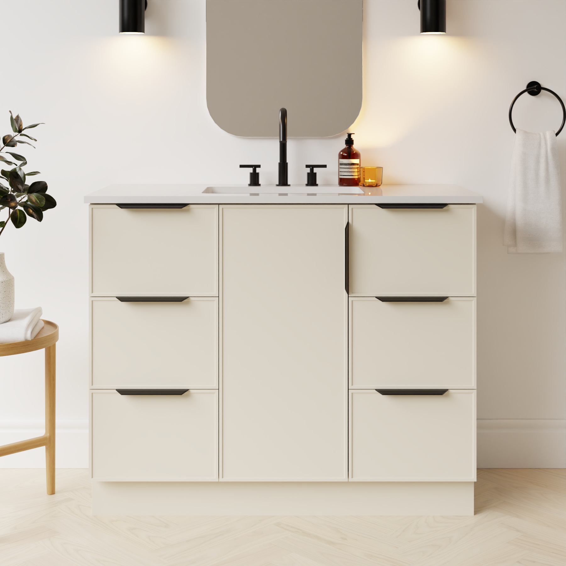grey beige satin paint vanity