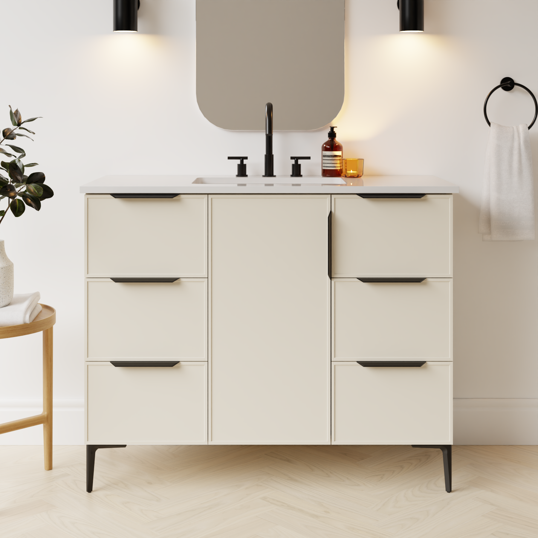 grey beige satin paint vanity