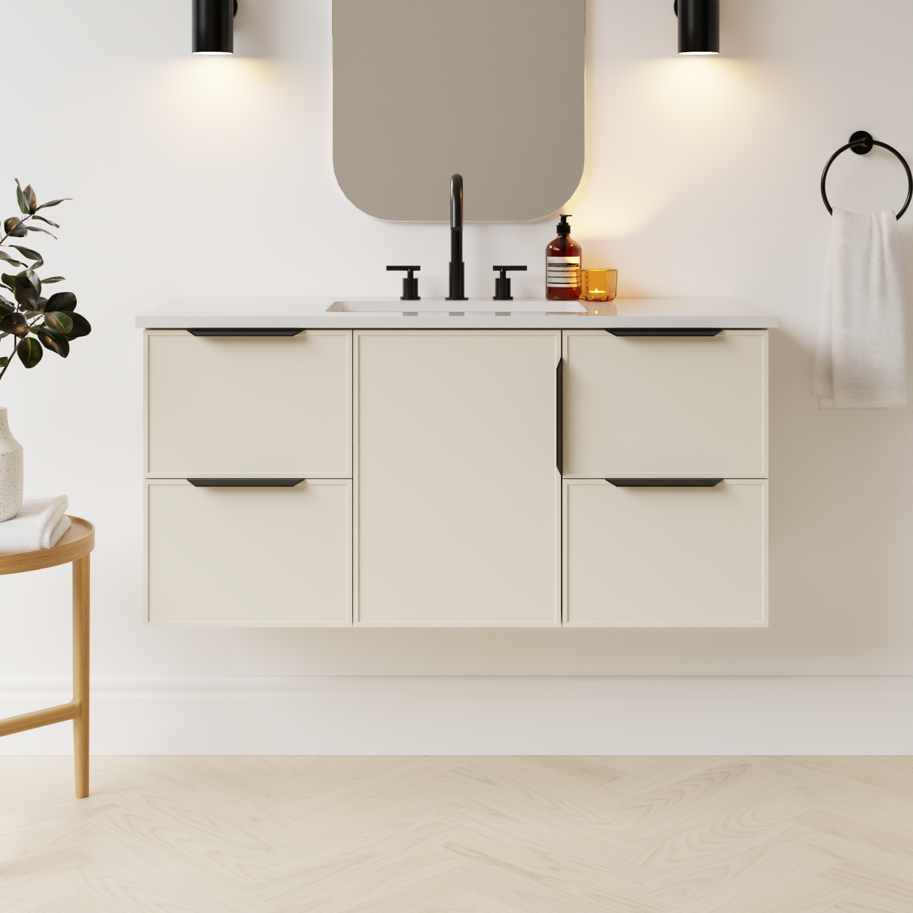 grey beige satin paint vanity