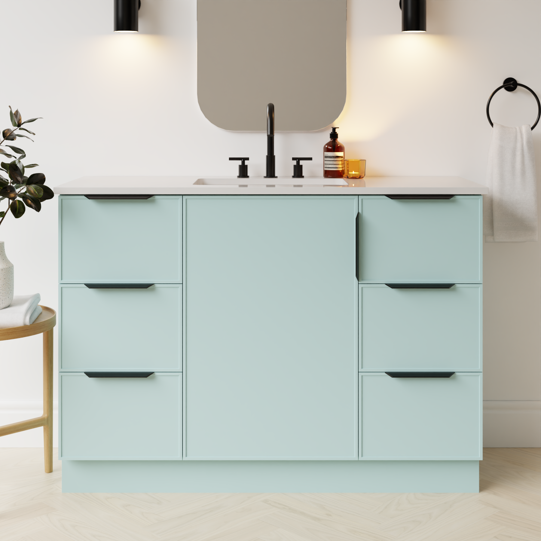 duck egg blue satin paint vanity