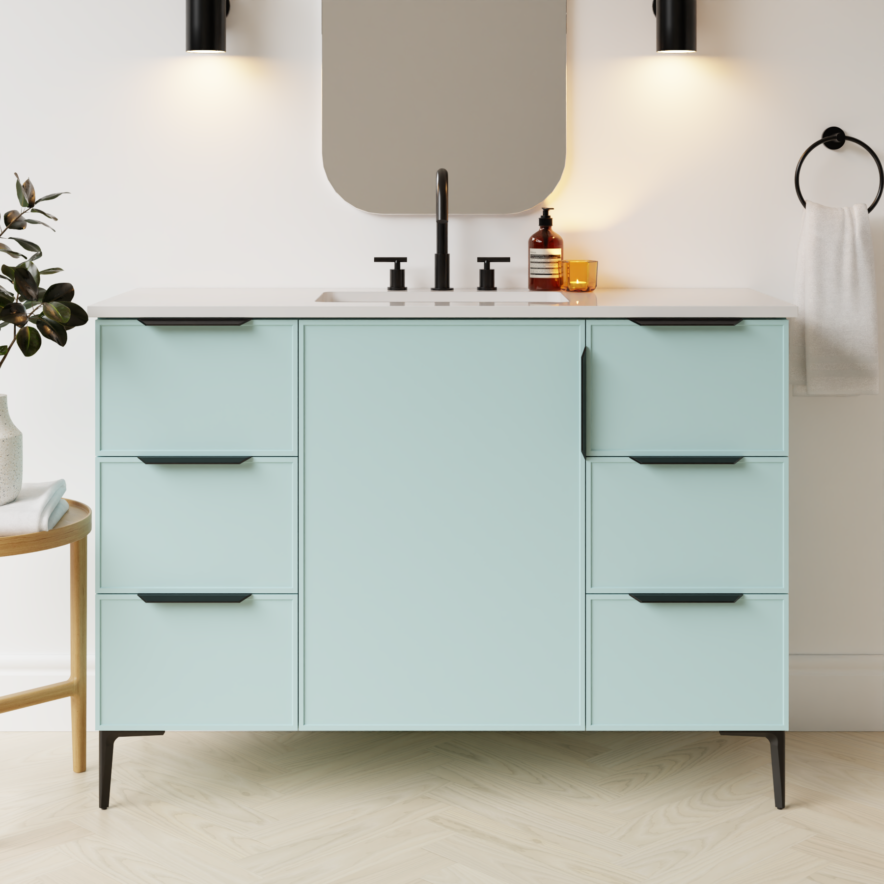 duck egg blue satin paint vanity