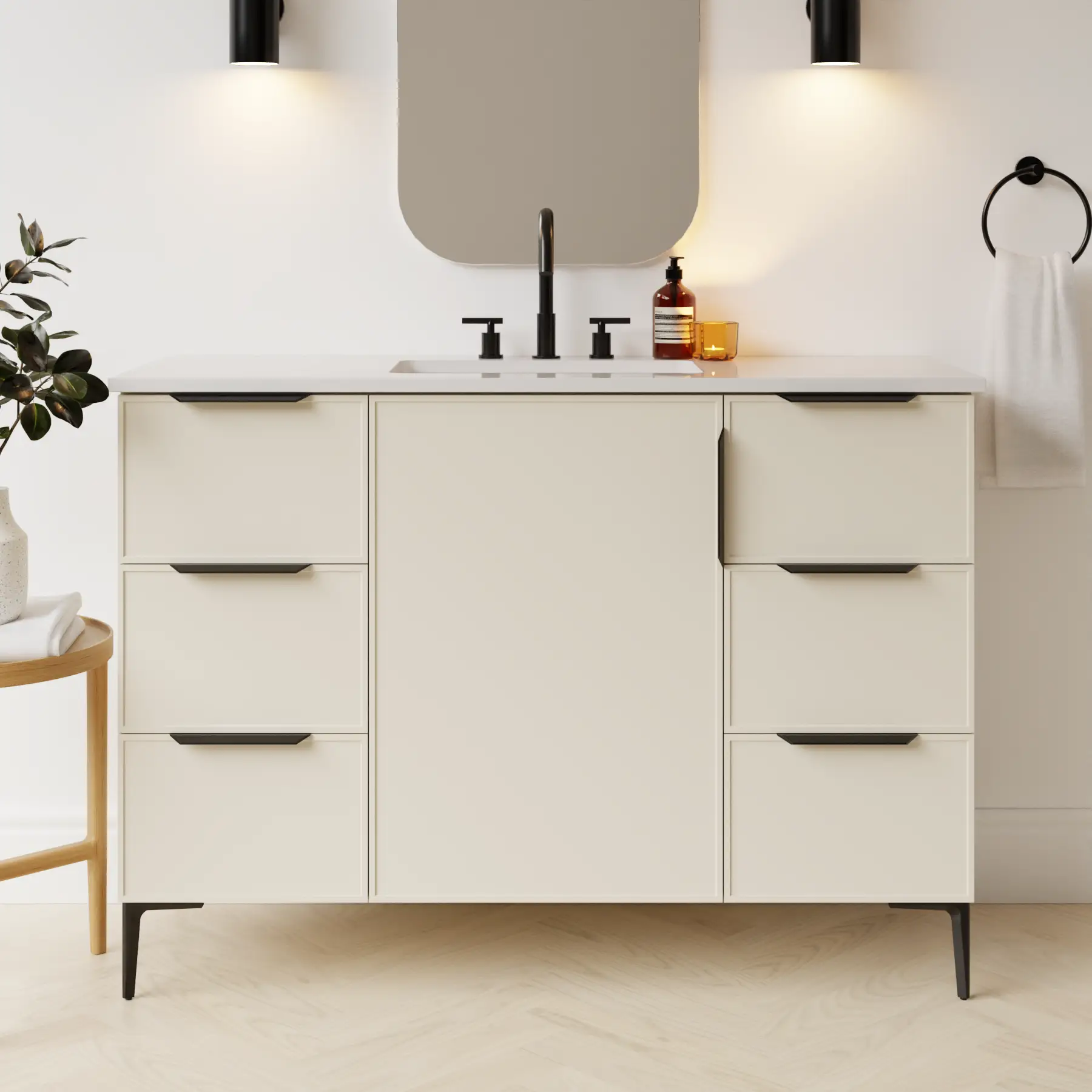 grey beige satin paint vanity