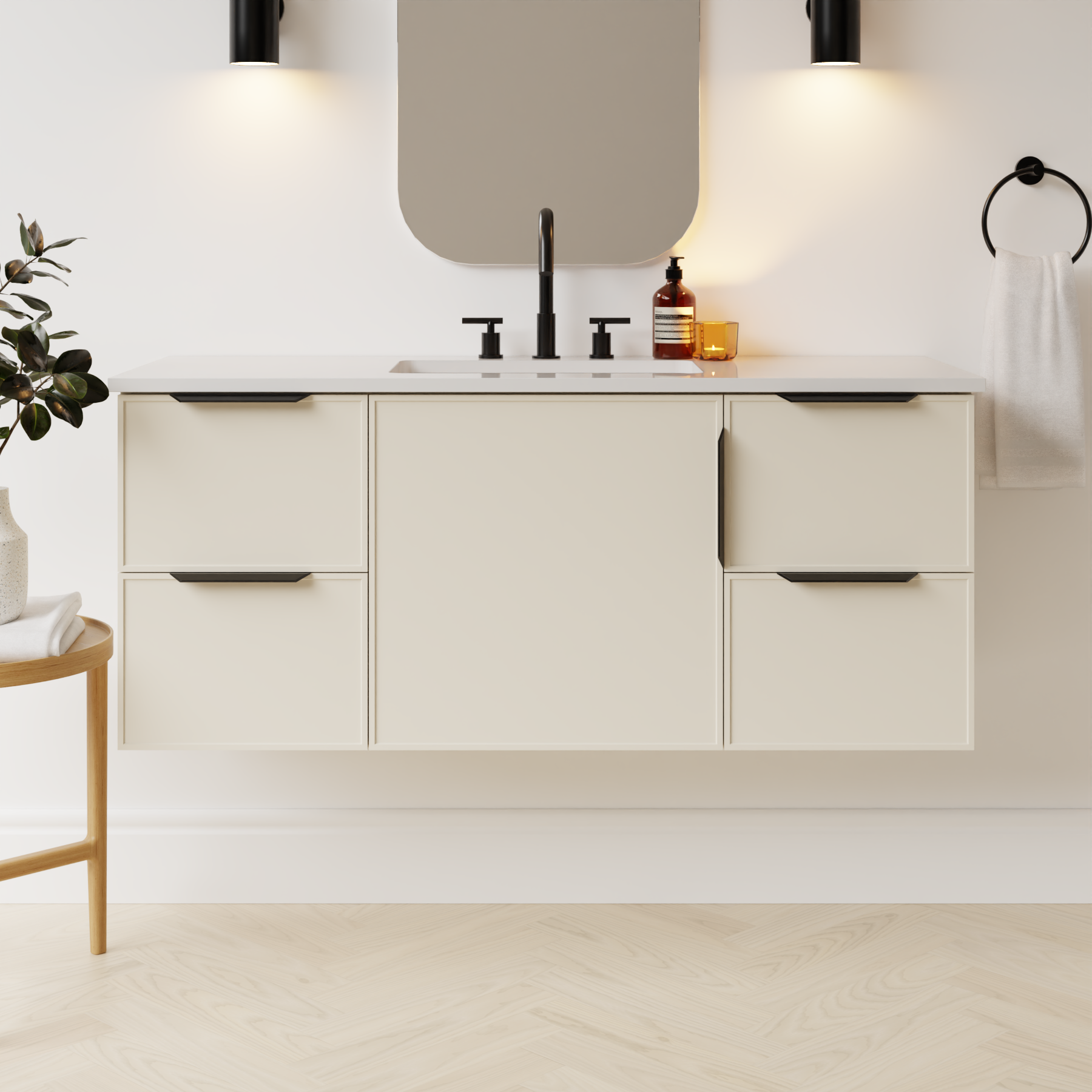 grey beige satin paint vanity