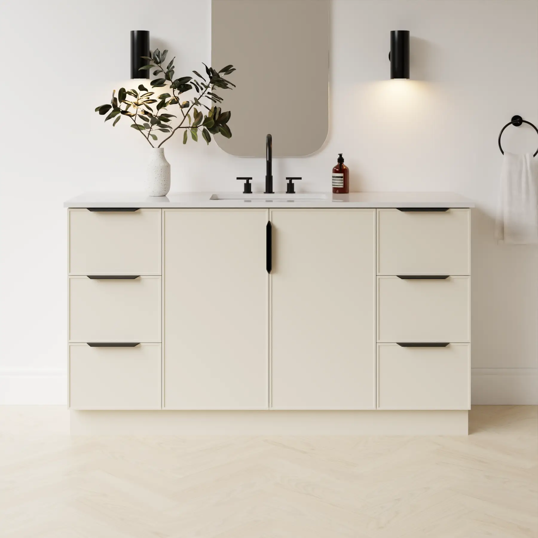 grey beige satin paint vanity
