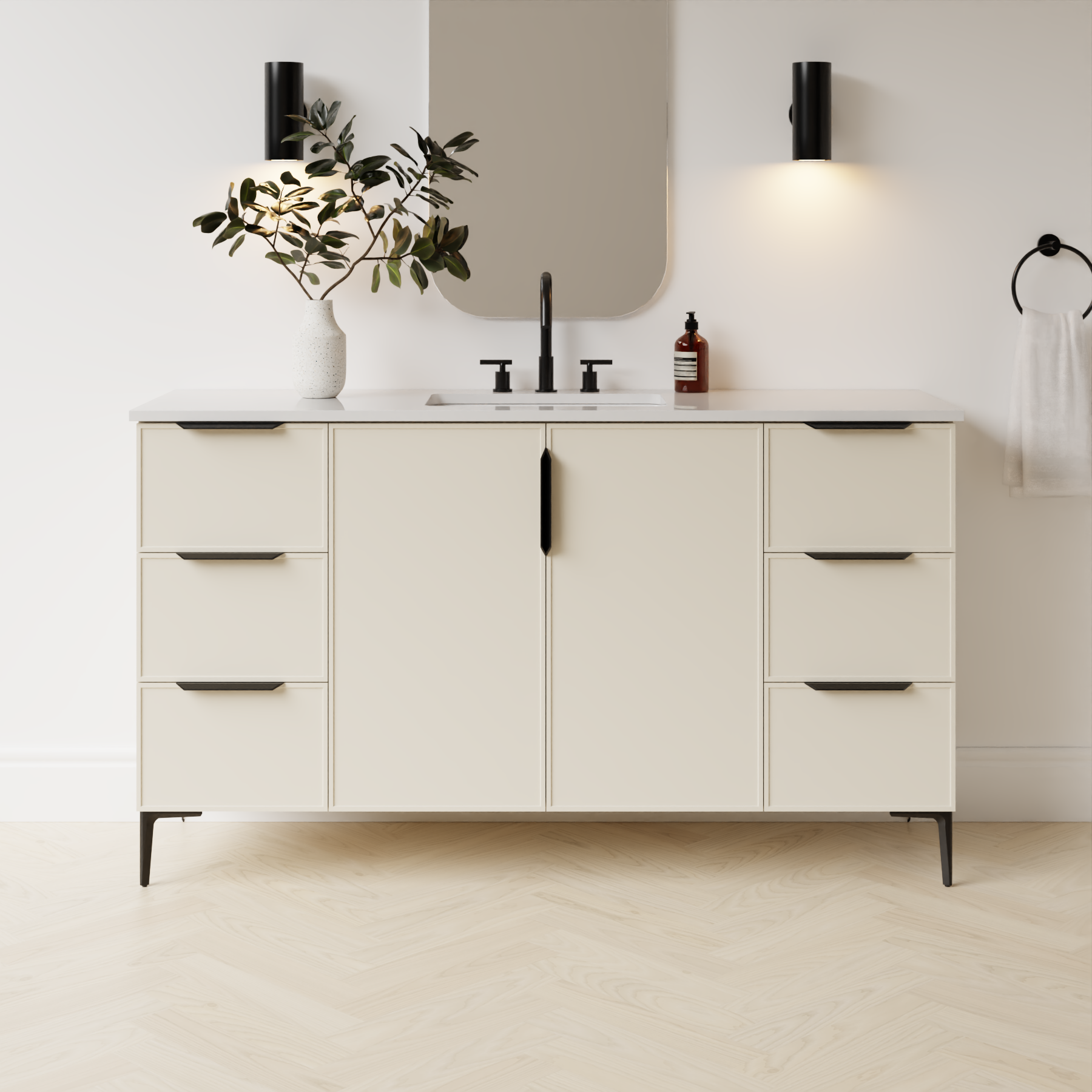 grey beige satin paint vanity