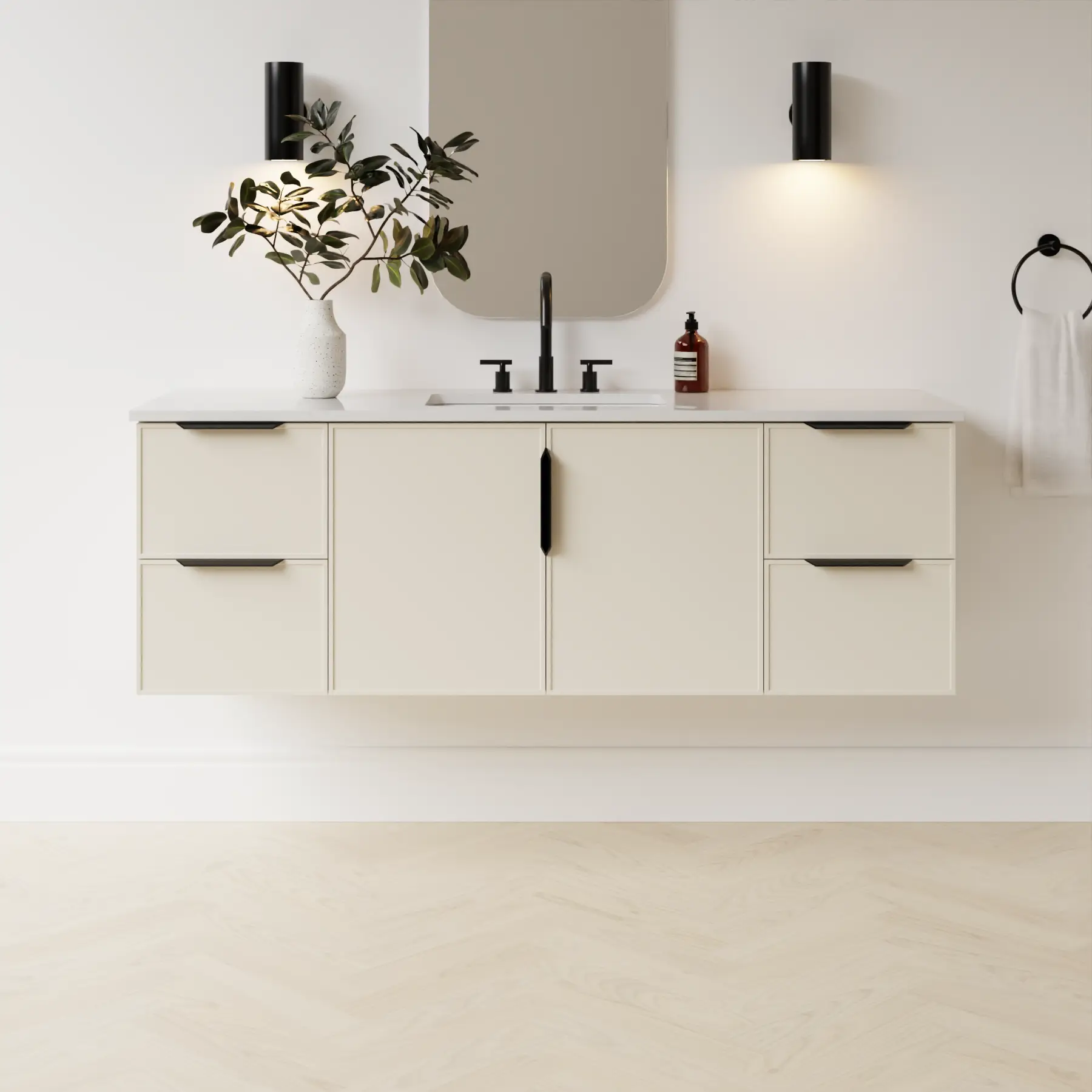 grey beige satin paint vanity
