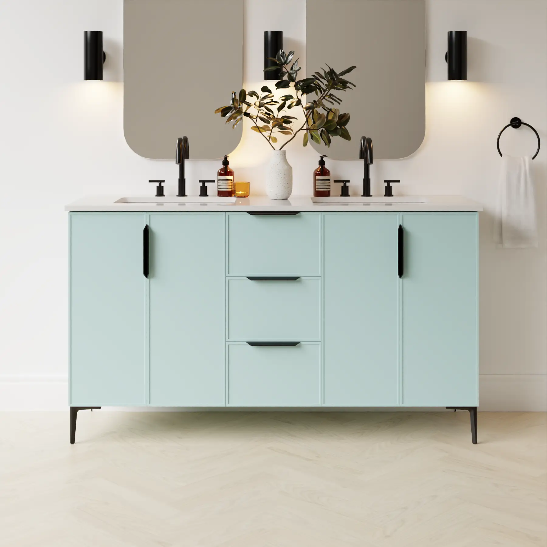 duck egg blue satin paint vanity