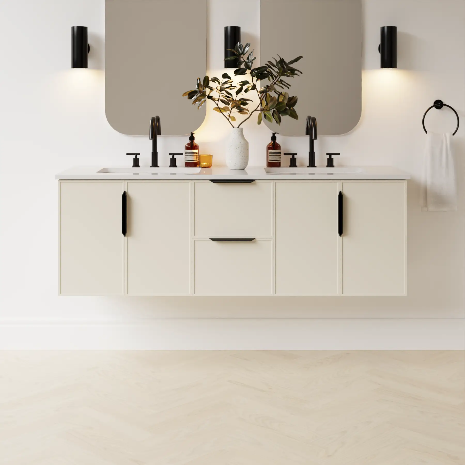 grey beige satin paint vanity