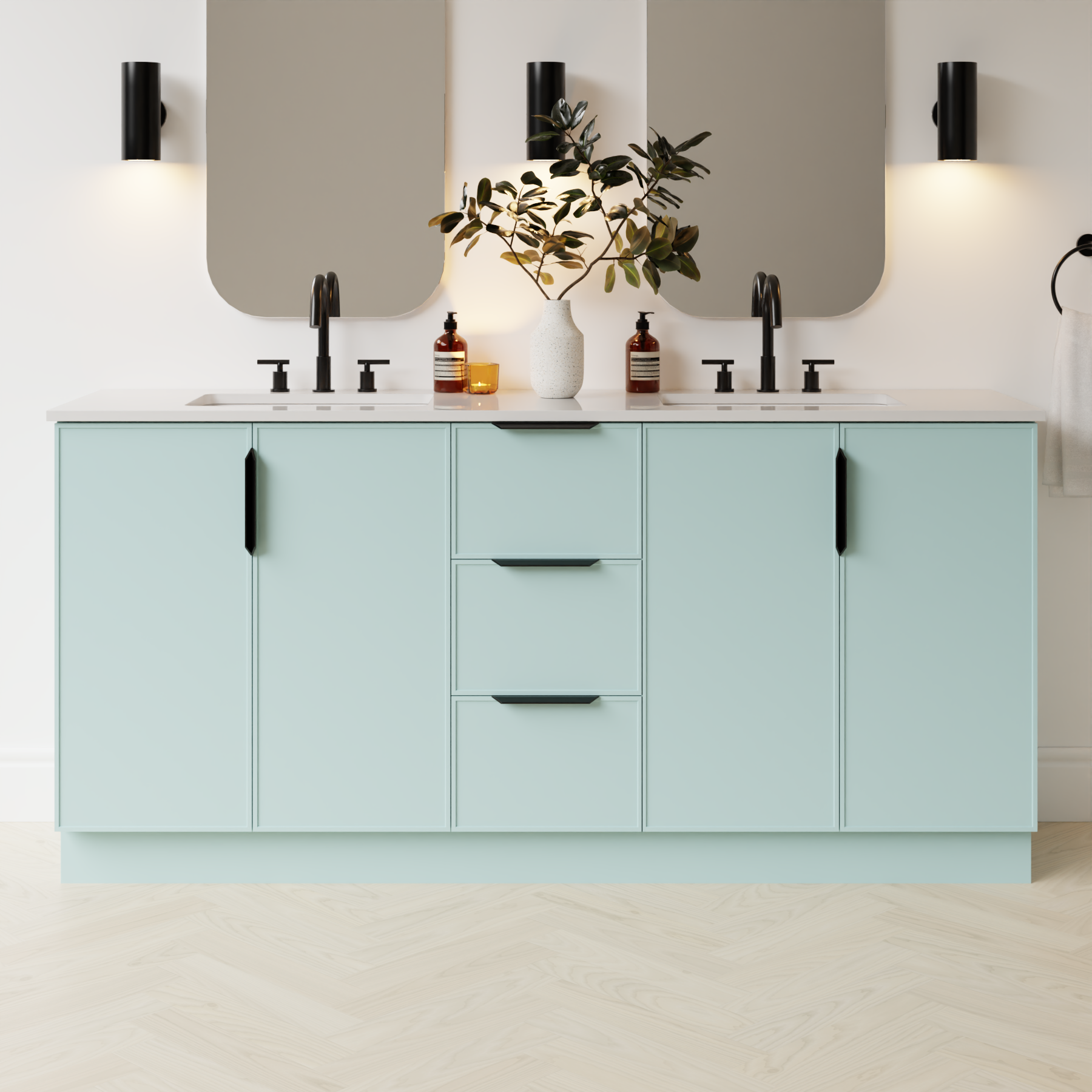 duck egg blue satin paint vanity