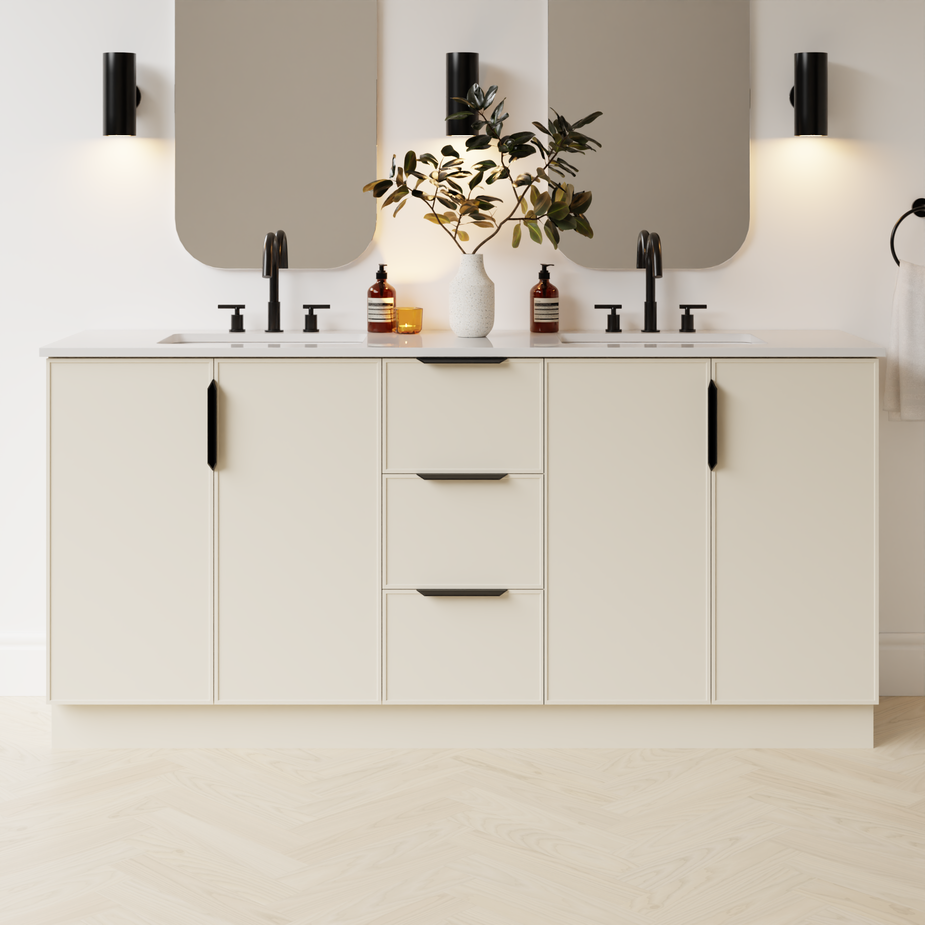 grey beige satin paint vanity