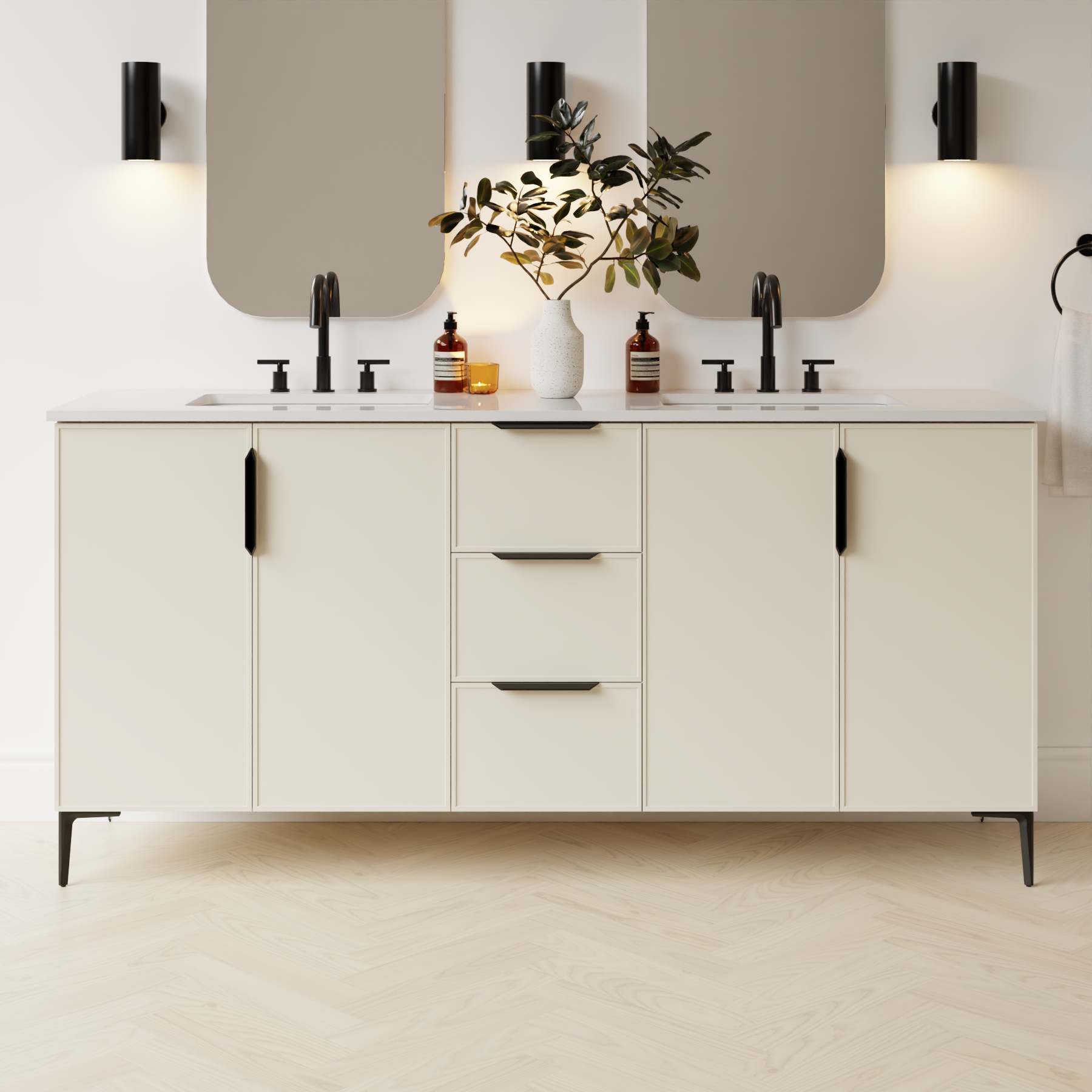grey beige satin paint vanity