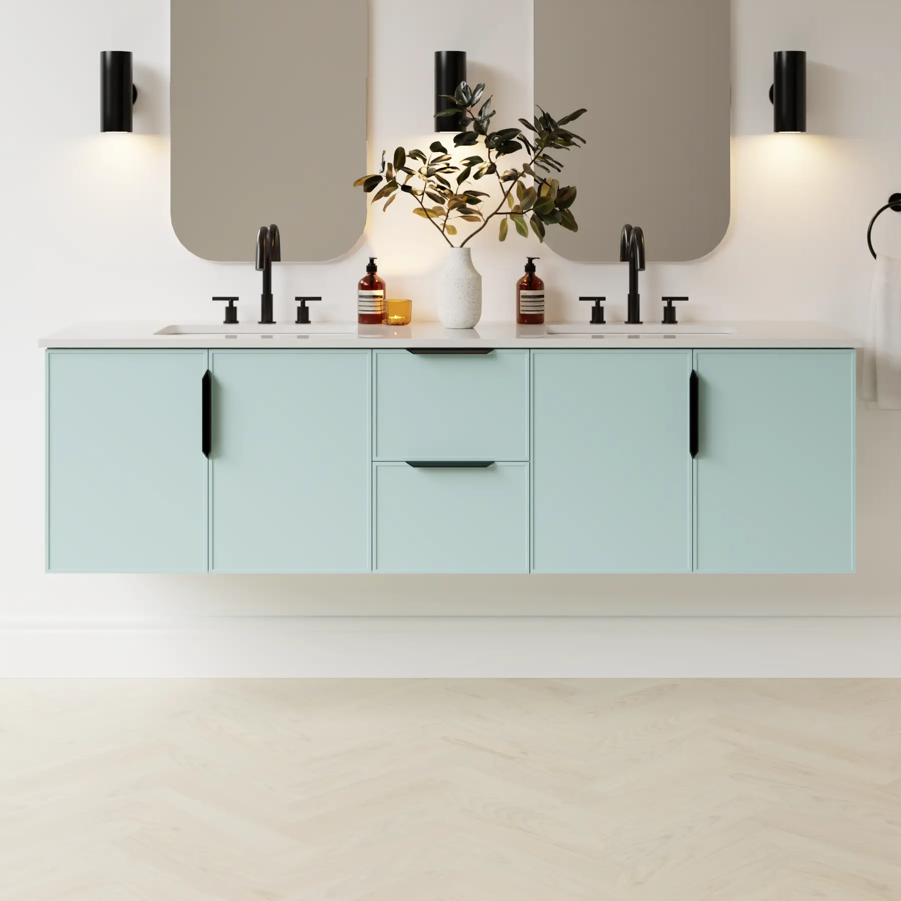 duck egg blue satin paint vanity